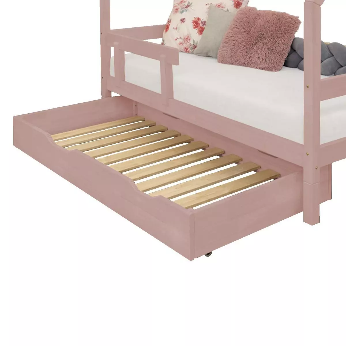 Youdoit Tiroir de lit 90 x 190 avec sommier BUDDY - rose pastel