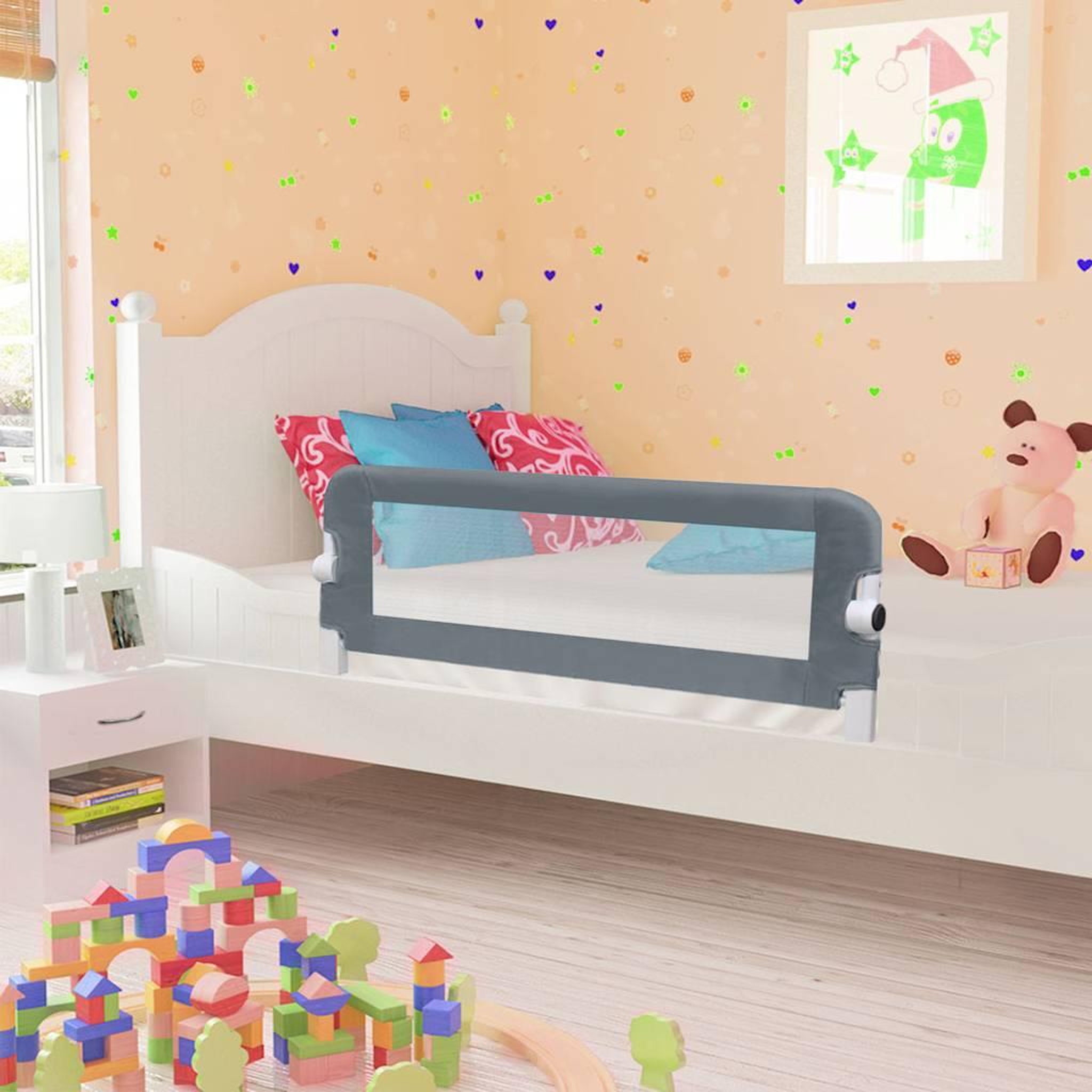 Voir la diapositive 1 : VIDAXL Barriere de lit enfant Gris 102x42 cm Polyester