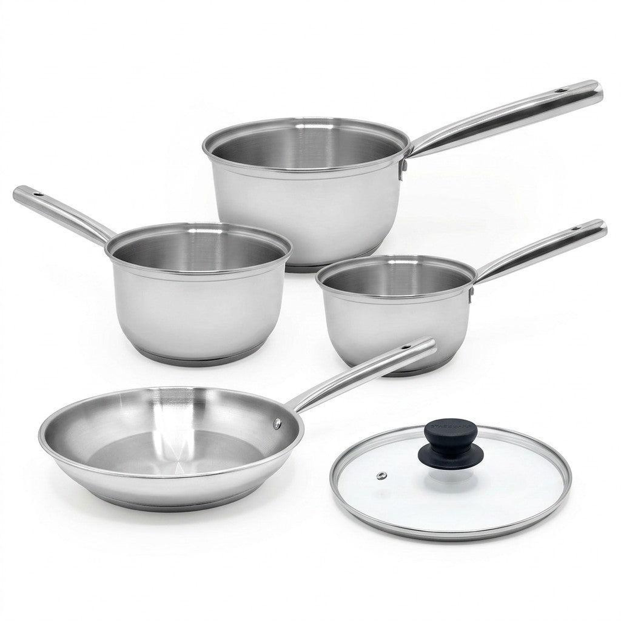 Fackelmann Lot de 3 casseroles inox 18/20/22 cm et 1 poêle à frire 20 cm avec couvercle Fackelmann Rhona