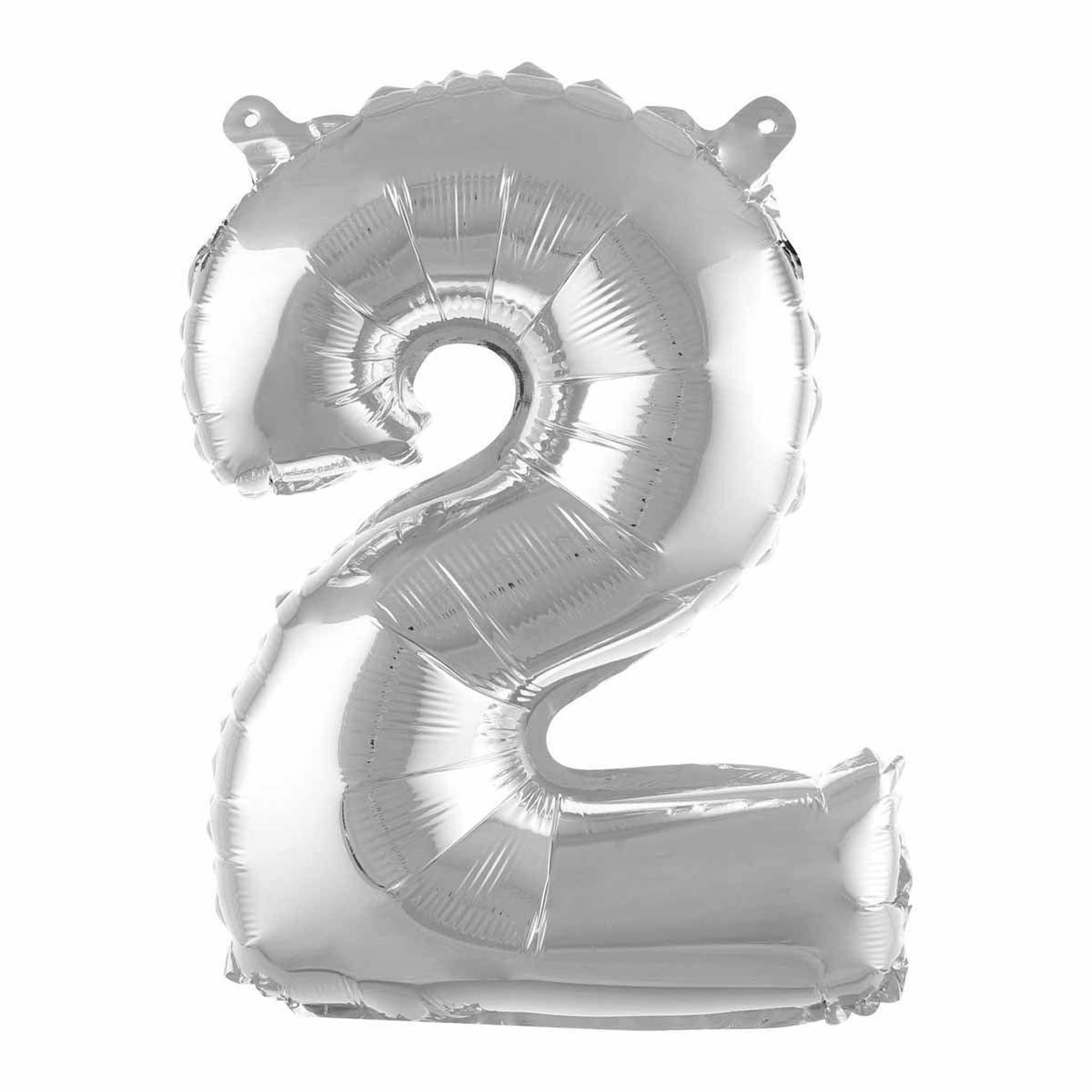 HOMEA Ballon Gonflable Métallisé  Chiffre 2  40cm Argent