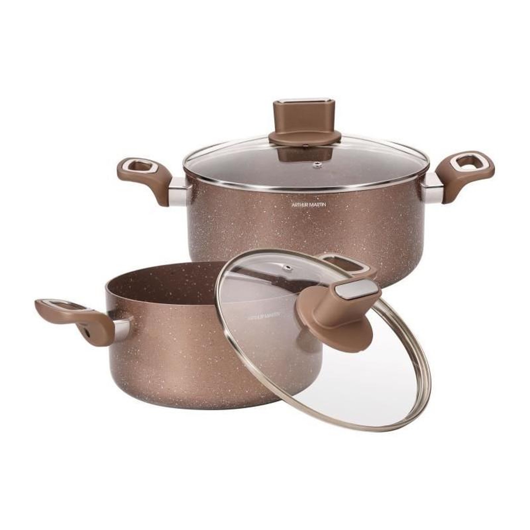Voir la diapositive 6 : Arthur Martin Set de marmites - ARTHUR MARTIN - AM9820 - 20-24 cm avec couvercle en verre - Aluminium - Tous feux dont induction