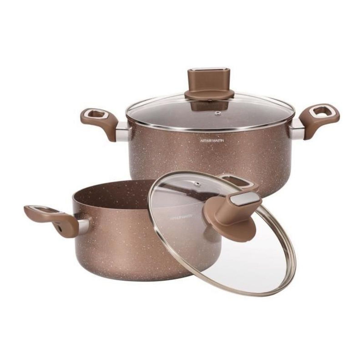Arthur Martin Set de marmites - ARTHUR MARTIN - AM9820 - 20-24 cm avec couvercle en verre - Aluminium - Tous feux dont induction