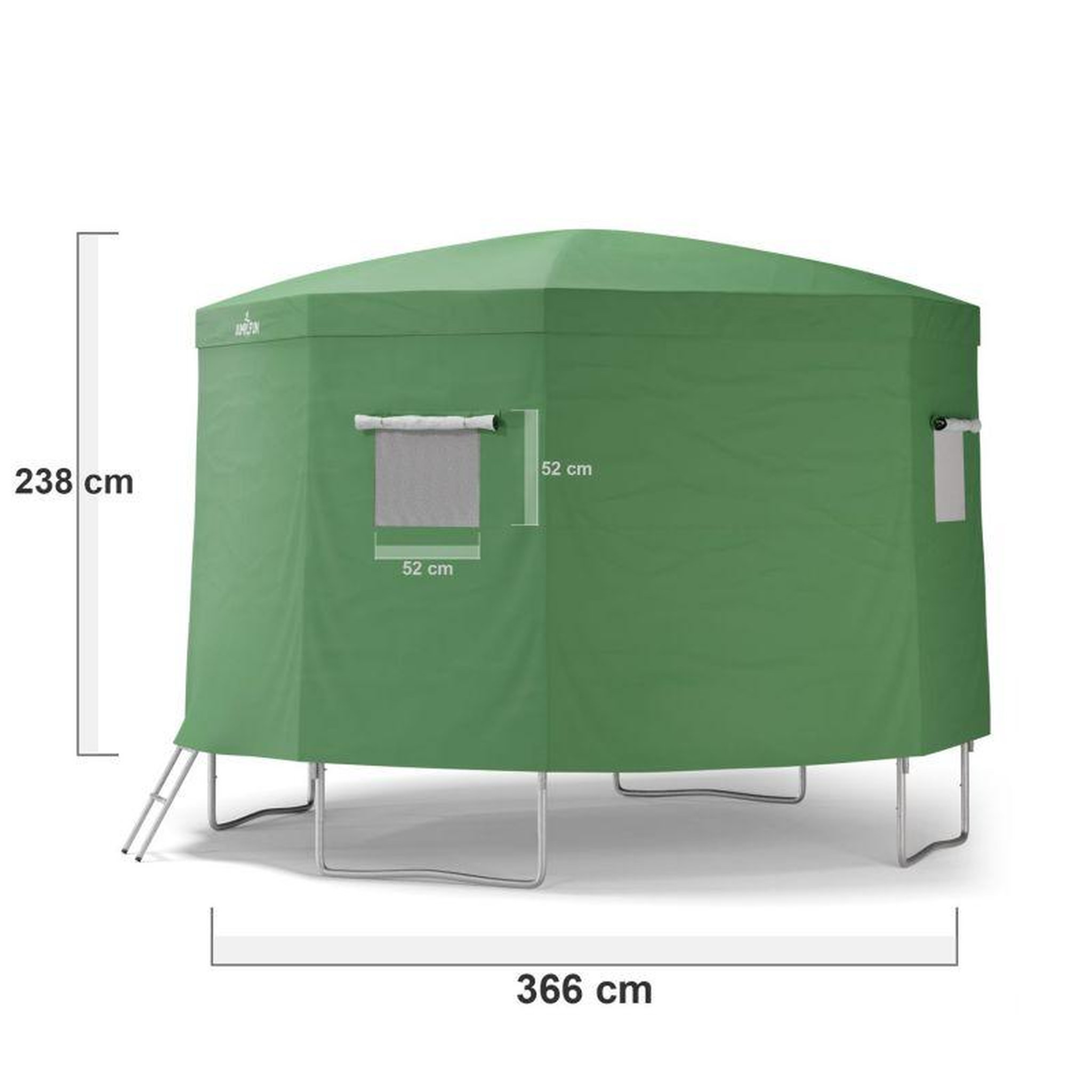 Voir la diapositive 3 : JUMP4FUN Tente cabane pour trampoline 12FT-366cm - Vert