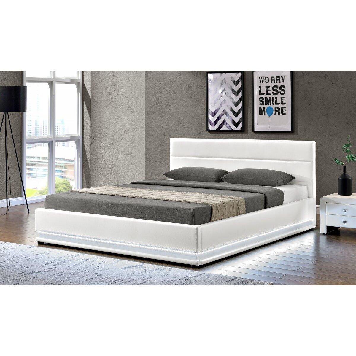 Habitat et Jardin Lit LED avec coffre  Anastasia  - 160 x 200 cm - Blanc