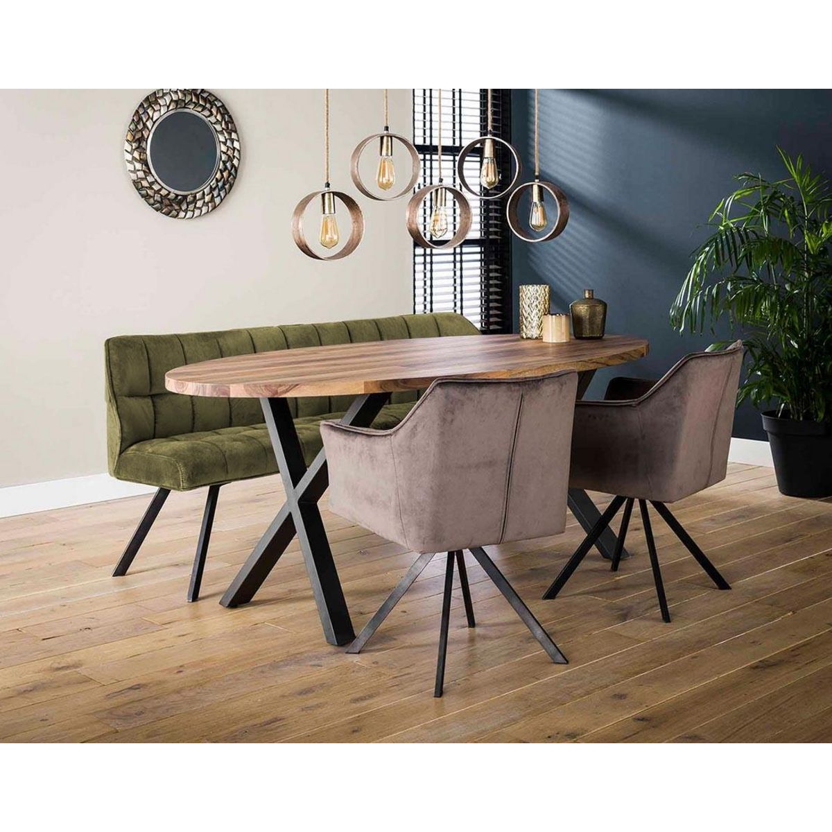 LISA DESIGN Neela - banc de table - en velours - 3 personnes