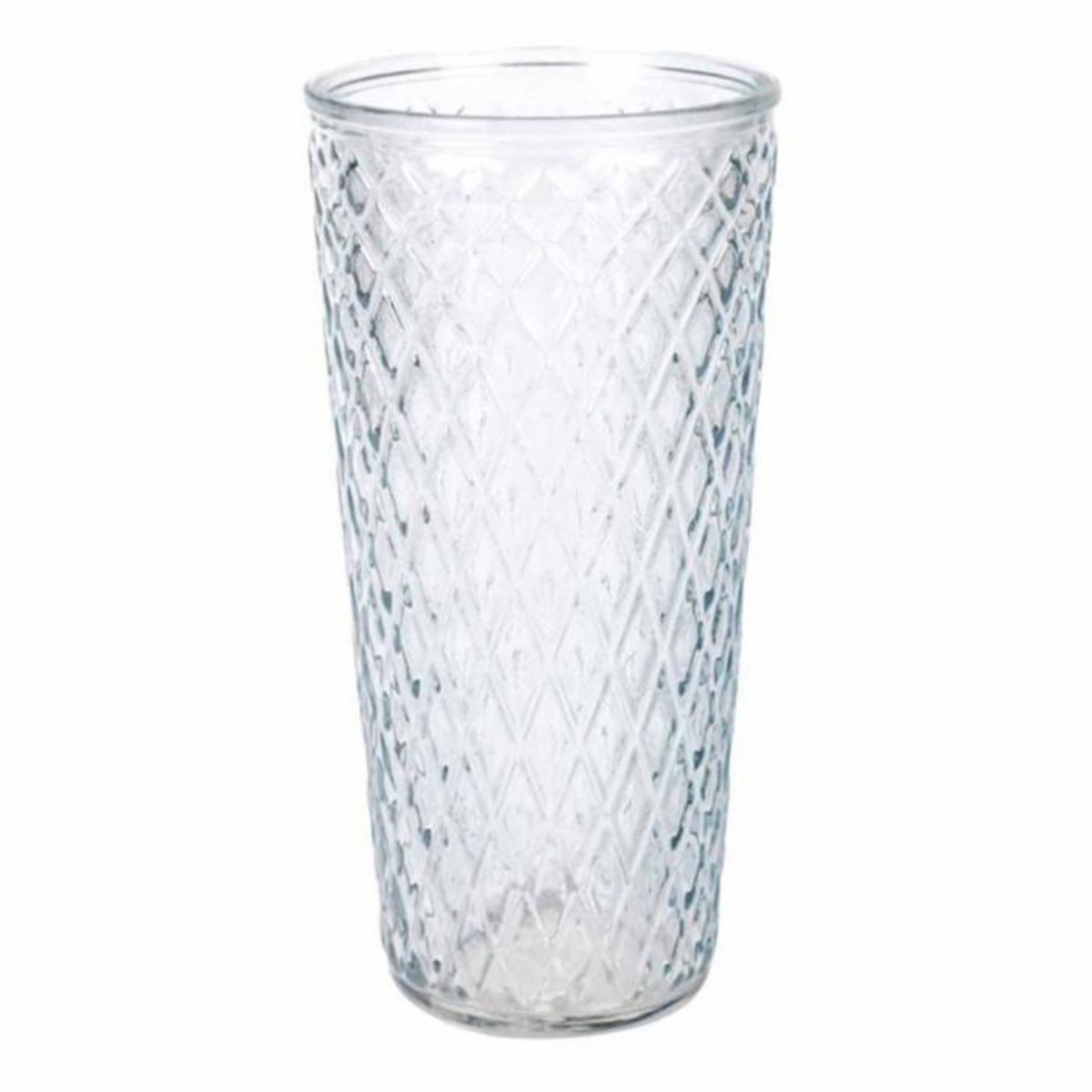 Paris Prix Vase Déco en Verre  Relief Losange  30cm Bleu Ciel