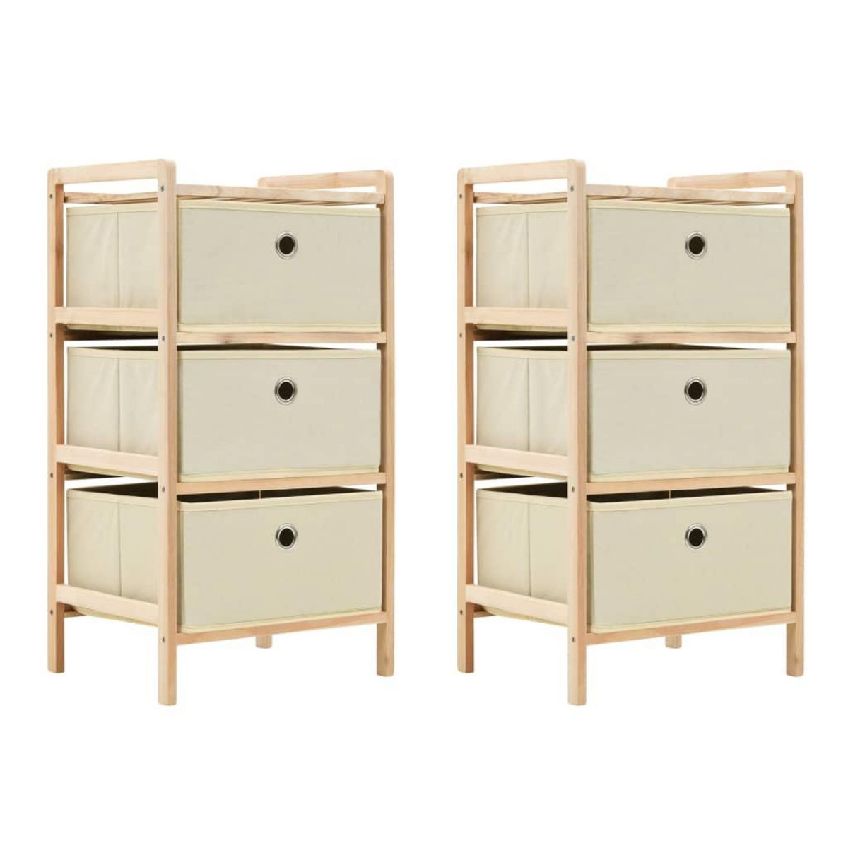 VIDAXL Etageres de rangement avec 3 paniers en tissu 2 pcs beige cedre