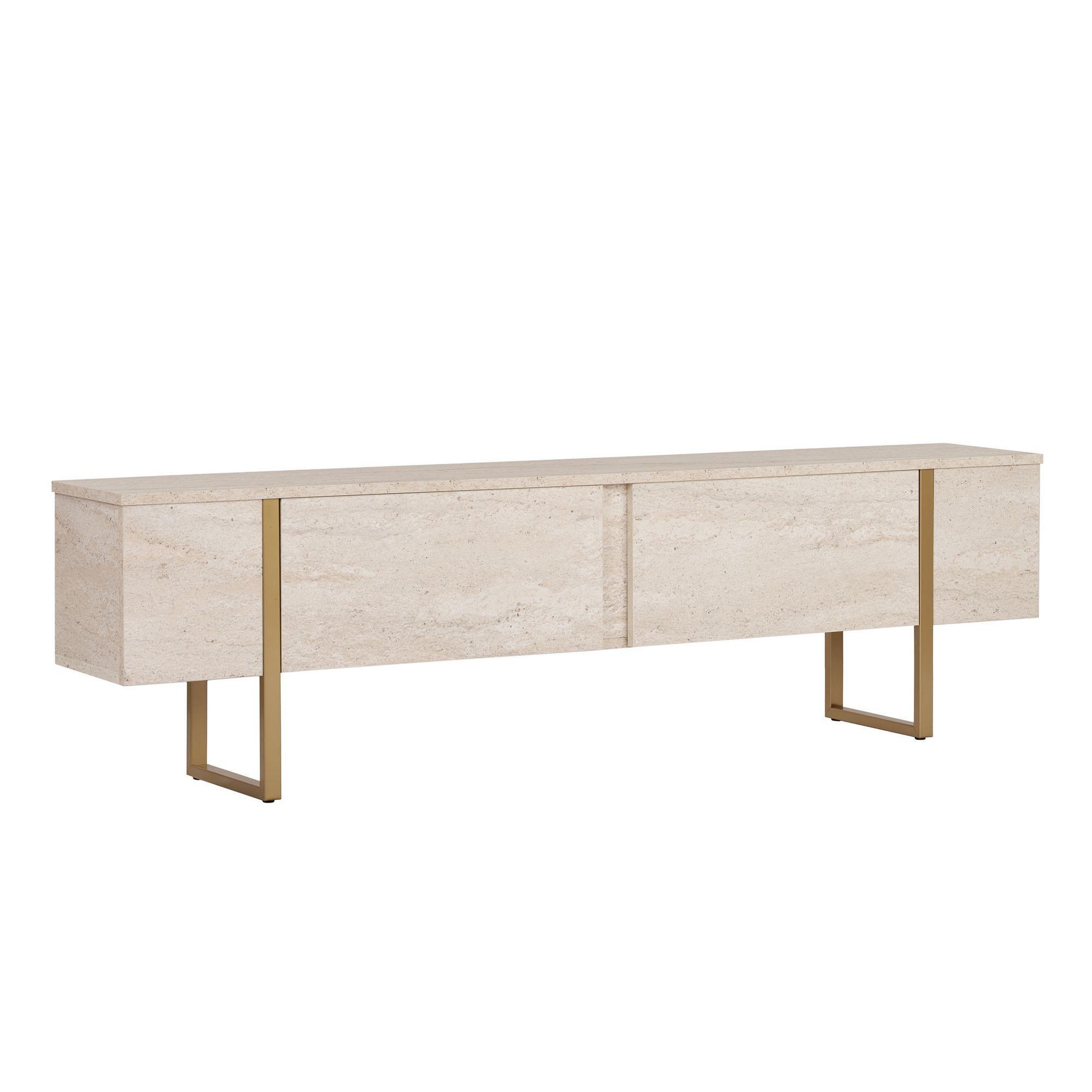 Habitat et Jardin Meuble tv en bois  onera  - 180 x 30 x 50 cm - travertin / or