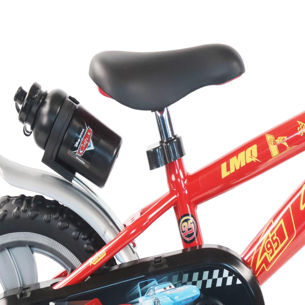 CARS Vélo CARS / DISNEY 12'' - Vélo pour enfant < 90 cm - équipé de 1 frein - 2 stabilisateurs amovibles - plaque avant décorative !