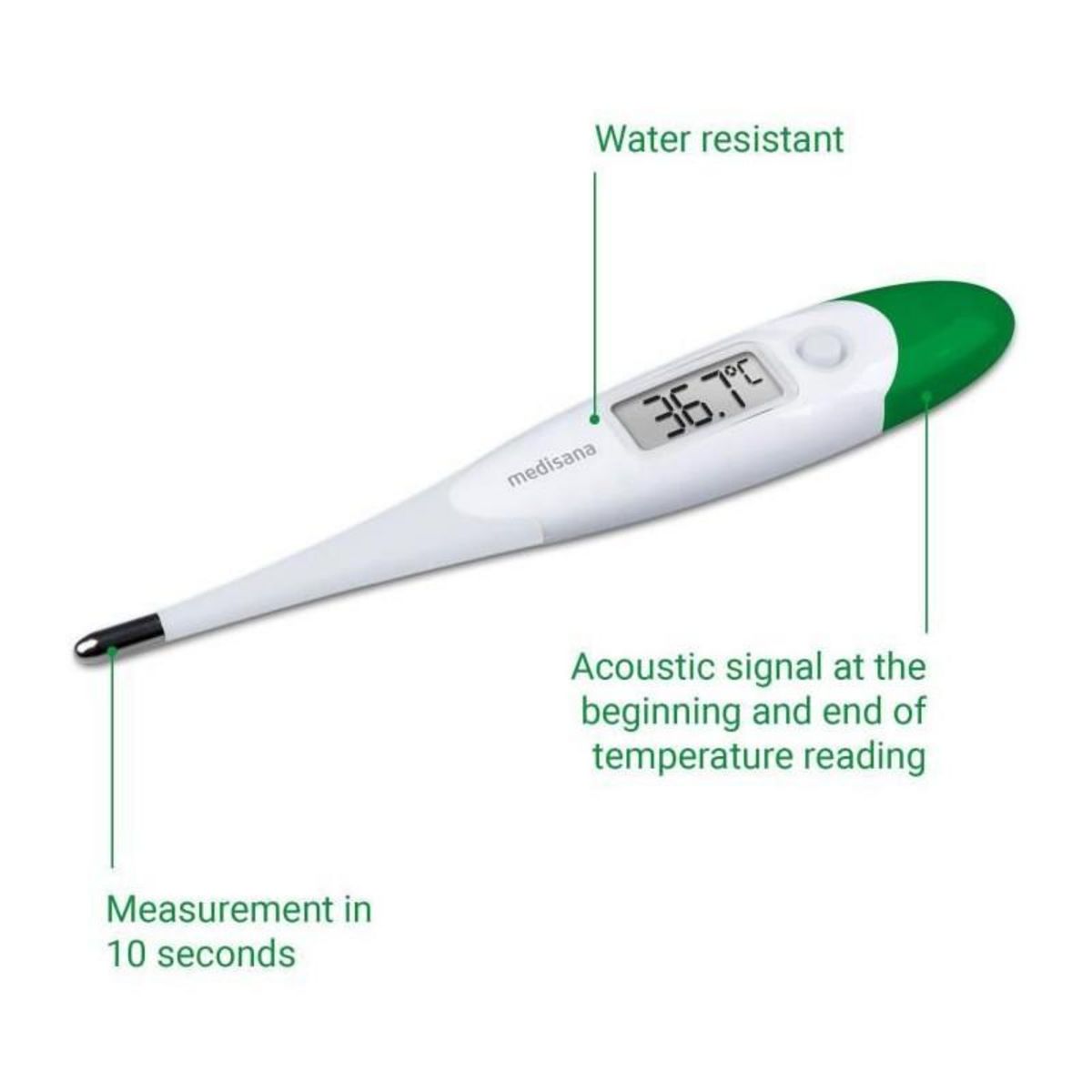 Medisana Thermometre fléxible TM 700 medisana, digital, Oral, Axillaire, Rectal. Alarme sonore, résiste a l'eau. Dispositif médical ce