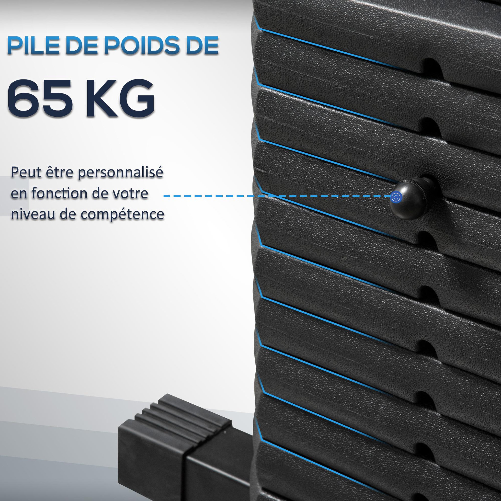 Voir la diapositive 5 : HOMCOM Station de musculation - entrainement complet - développé couché, butterfly, barre latissimus, curler, bande résistance - 11 contrepoids - acier noir