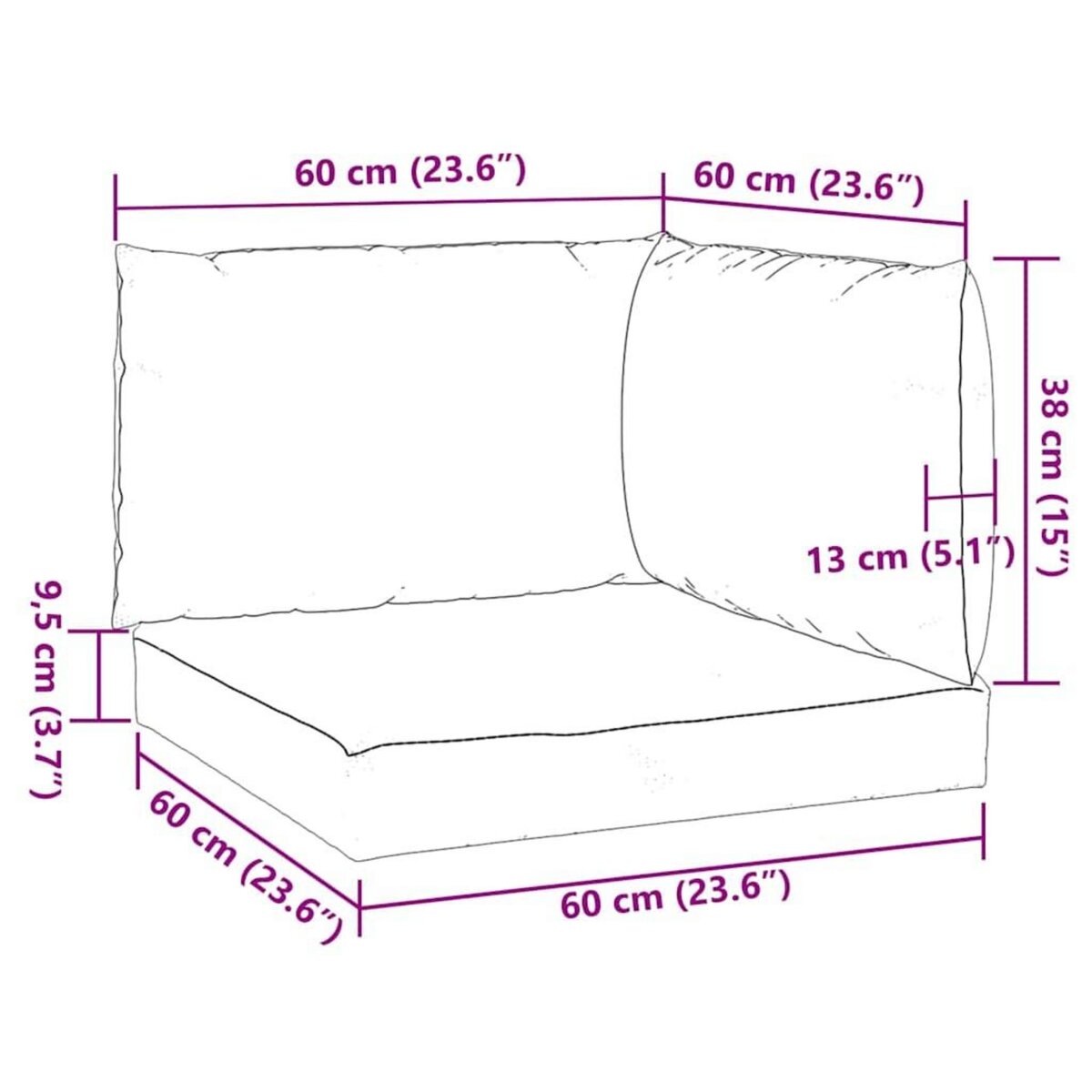 VIDAXL Coussins de palette lot de 3 bleu melange tissu
