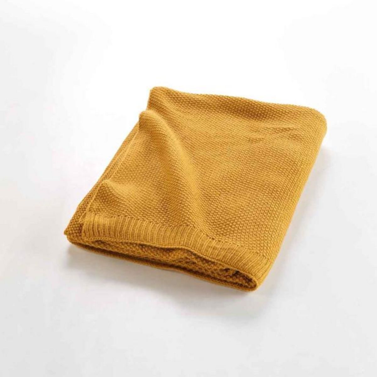 Paris Prix Plaid Déco Uni  Tricotine  125x150cm Ocre