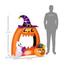 Voir la diapositive 3 : OUTSUNNY Décoration Halloween LED arche de citrouille gonflable H.150 cm orange