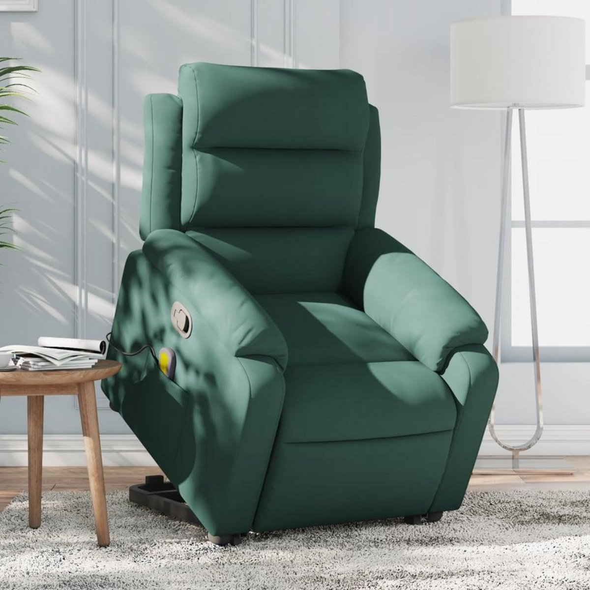 VIDAXL Fauteuil de massage inclinable Vert fonce Velours