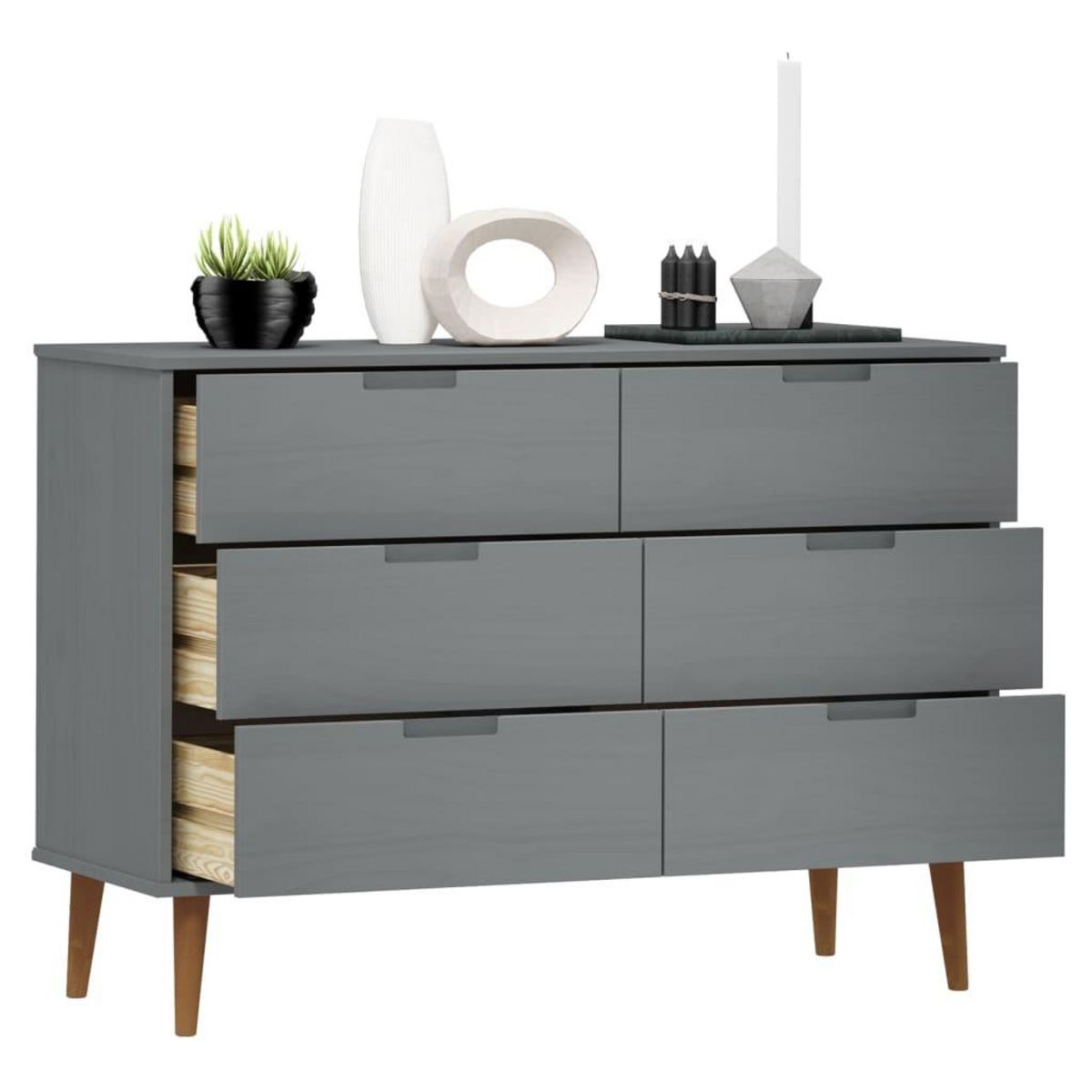 VIDAXL Commode MOLDE Gris 113x40x80 cm Bois de pin massif