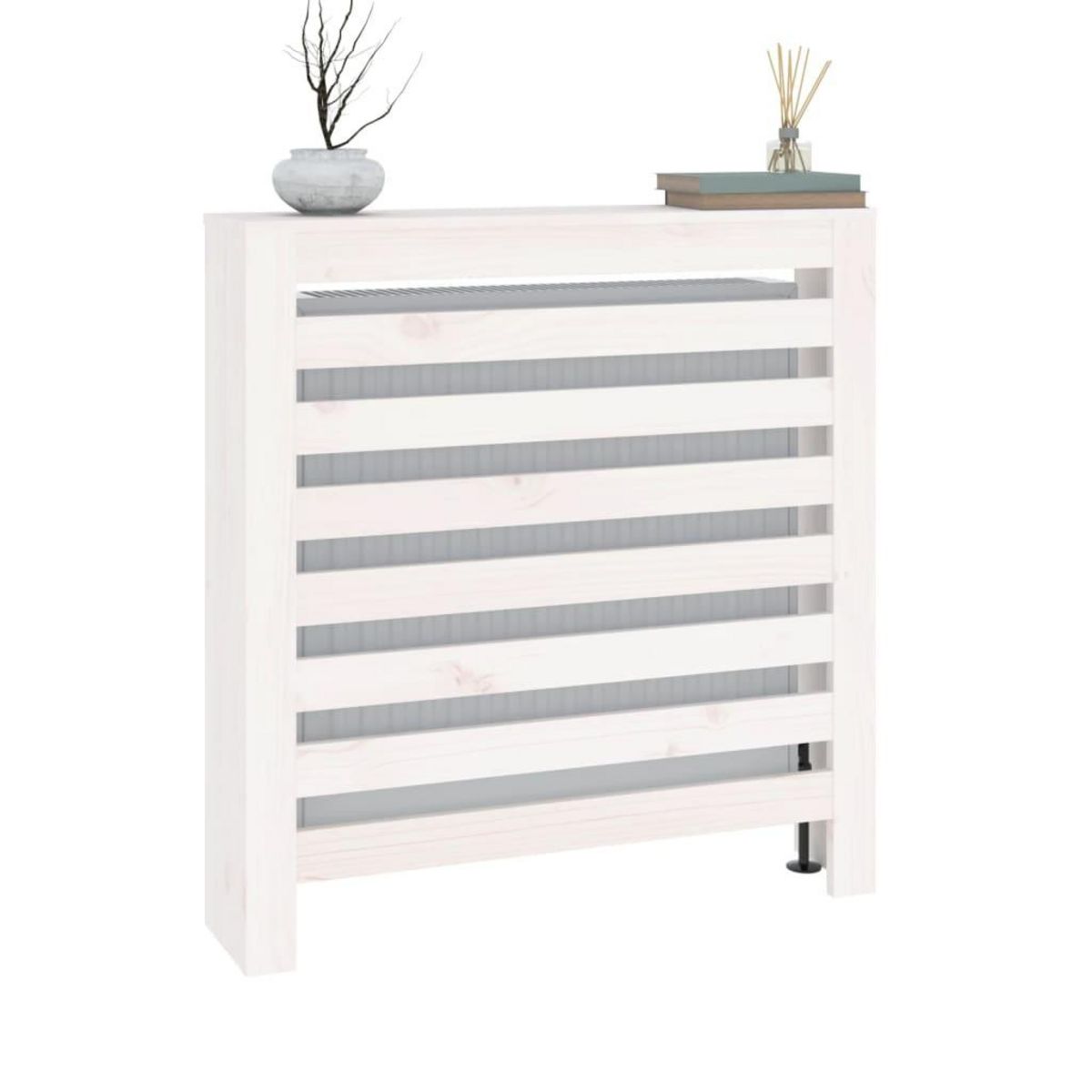 VIDAXL Cache-radiateur Blanc 79,5x19x84 cm Bois massif de pin