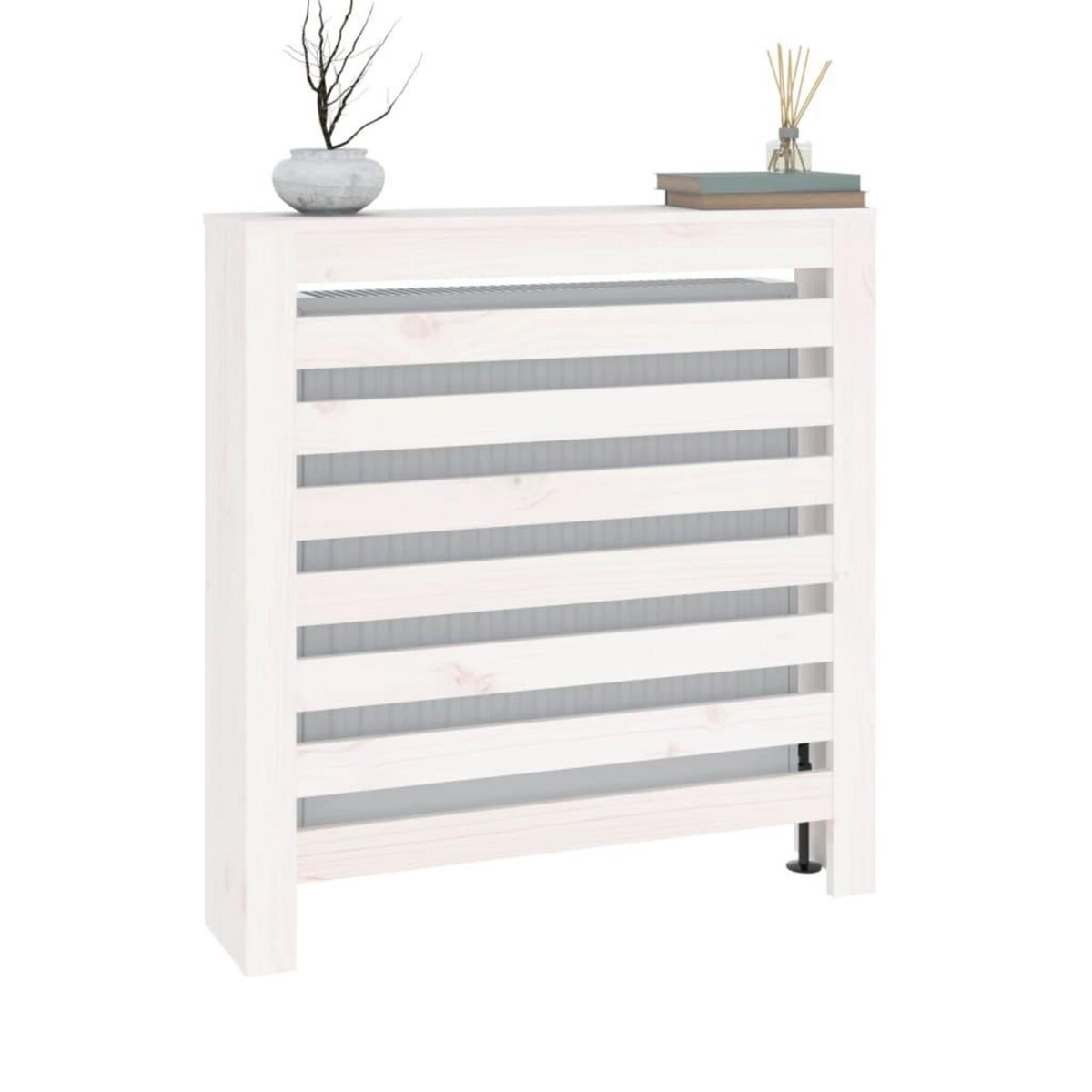 VIDAXL Cache-radiateur Blanc 79,5x19x84 cm Bois massif de pin