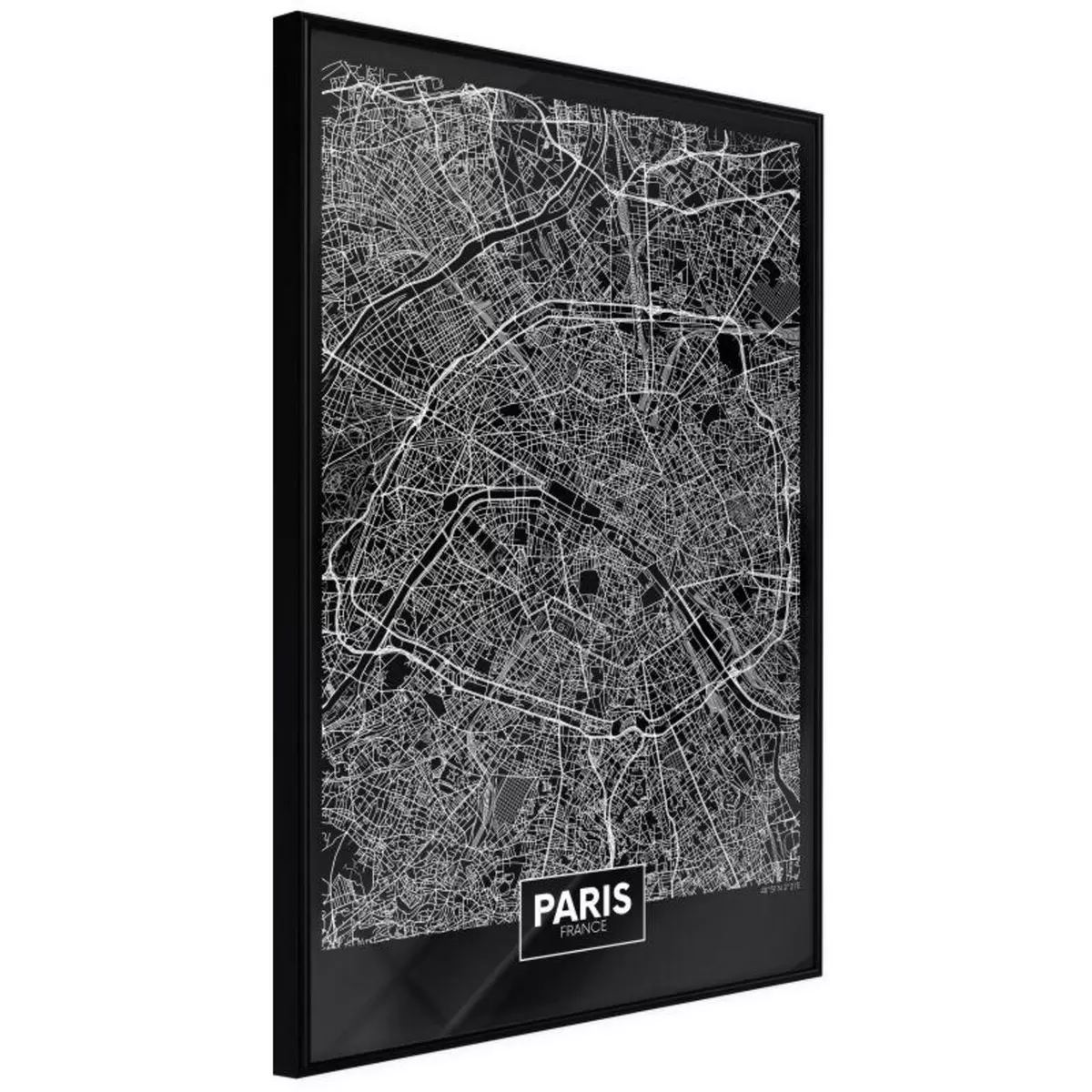 Paris Prix Affiche Murale Encadrée  City Map Paris Dark 
