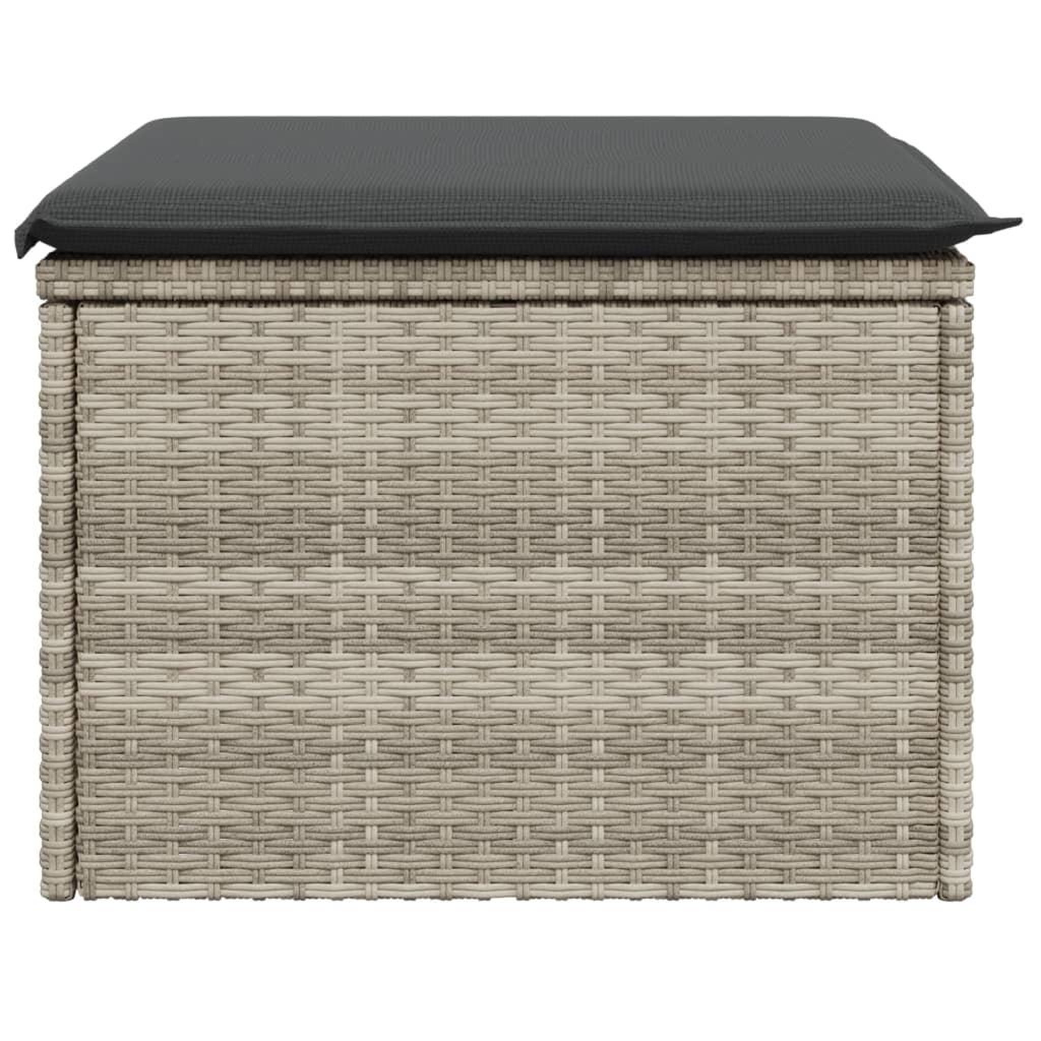 Voir la diapositive 5 : VIDAXL Tabouret de jardin coussin gris clair 55x55x37cm resine tressee