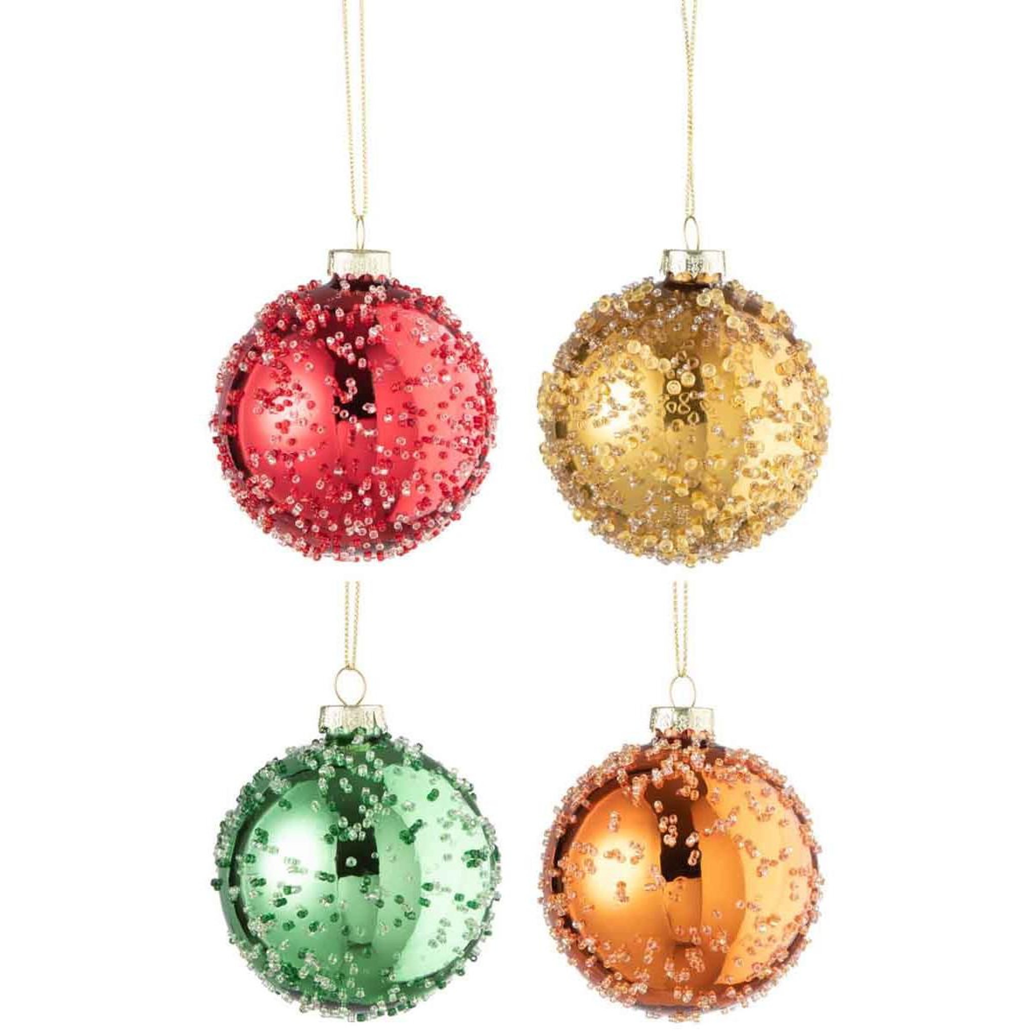 Voir la diapositive 1 : J-LINE Lot de 12 boules de noël  perles  8cm multicolore