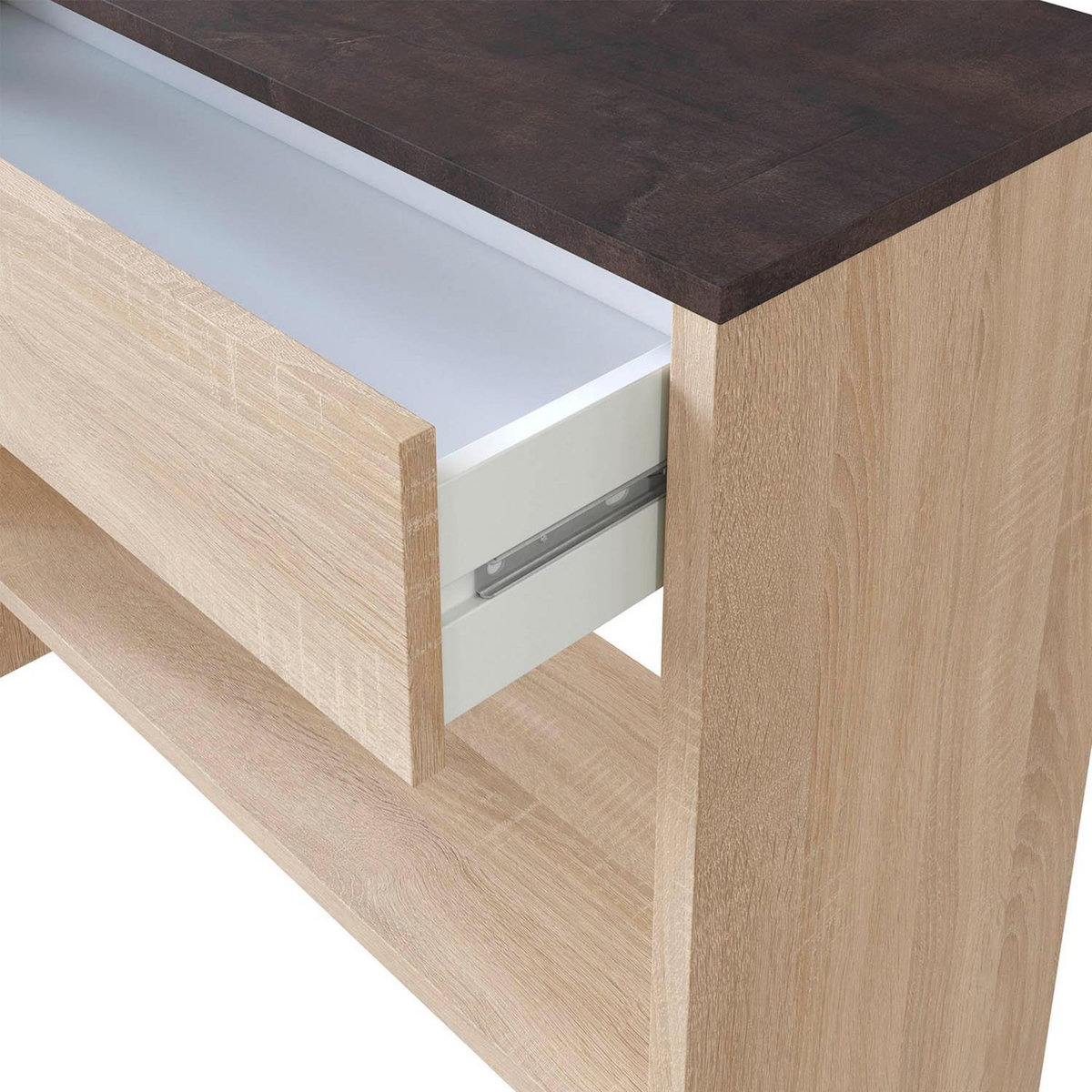 VS VENTA-STOCK Meuble d'entrée Pablo 1 tiroir et miroir, chêne et rouille, 92 cm largeur