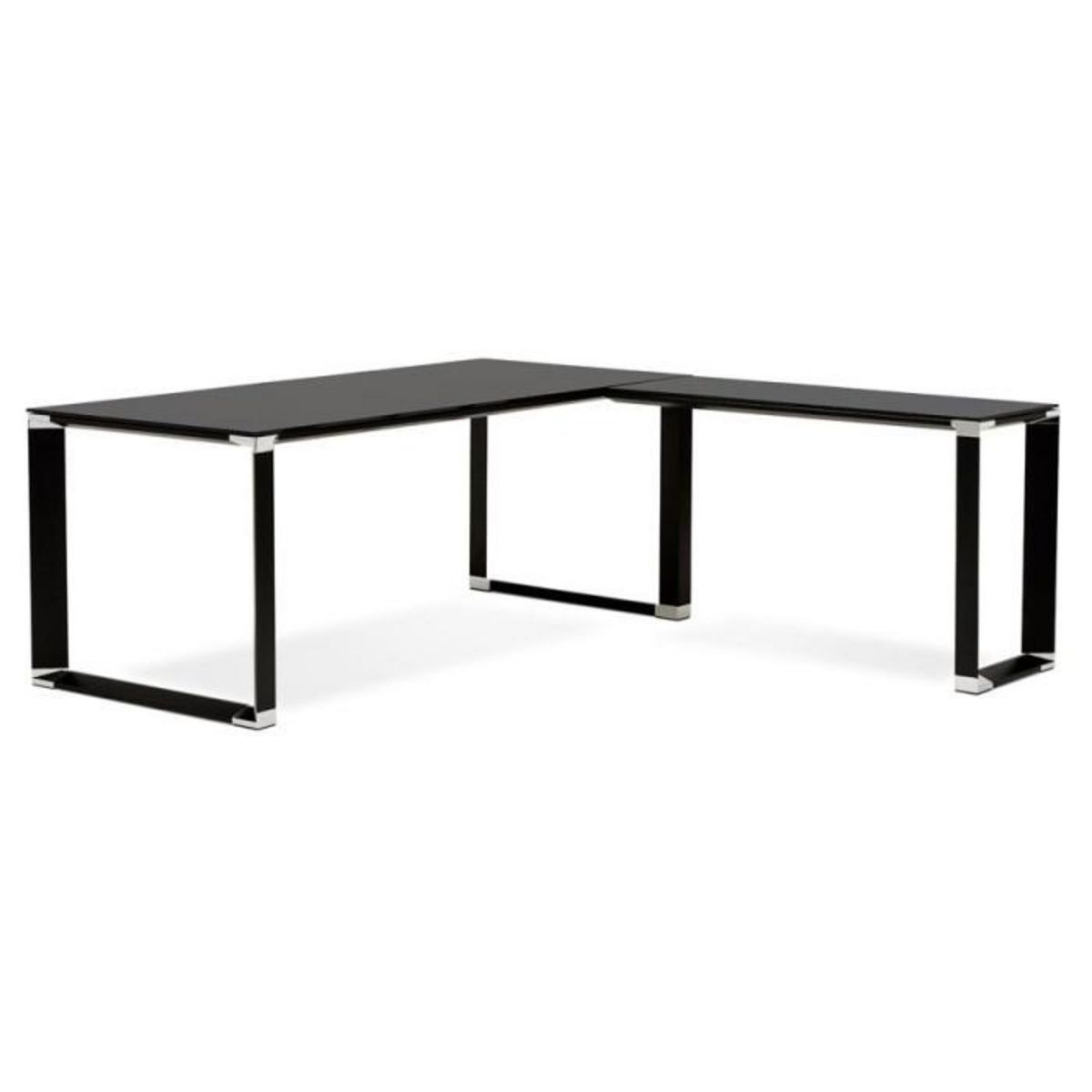 Paris Prix Bureau d'Angle en Verre Design  Hovik  200cm Noir