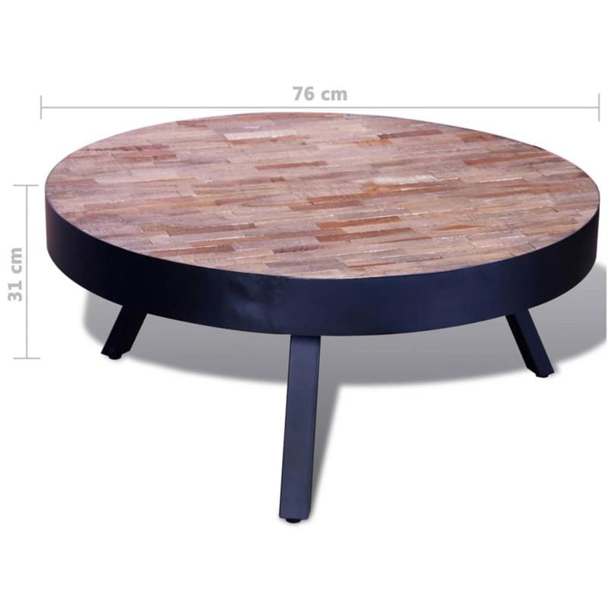Voir la diapositive 6 : VIDAXL Table basse ronde bois de teck recycle