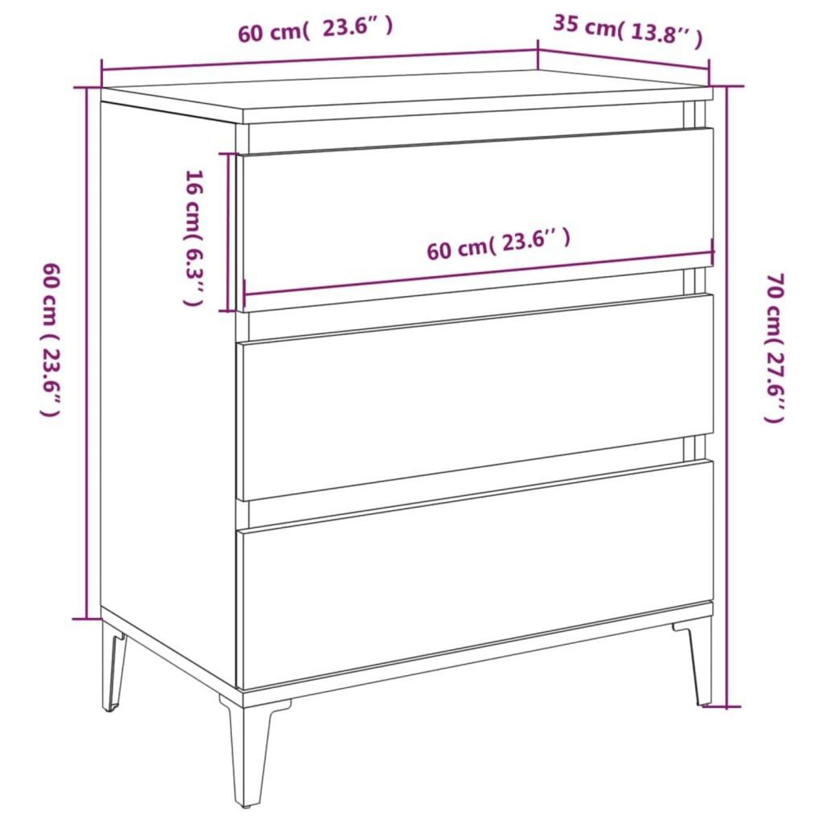 VIDAXL Buffet Chene fume 60x35x70 cm Bois d'ingenierie