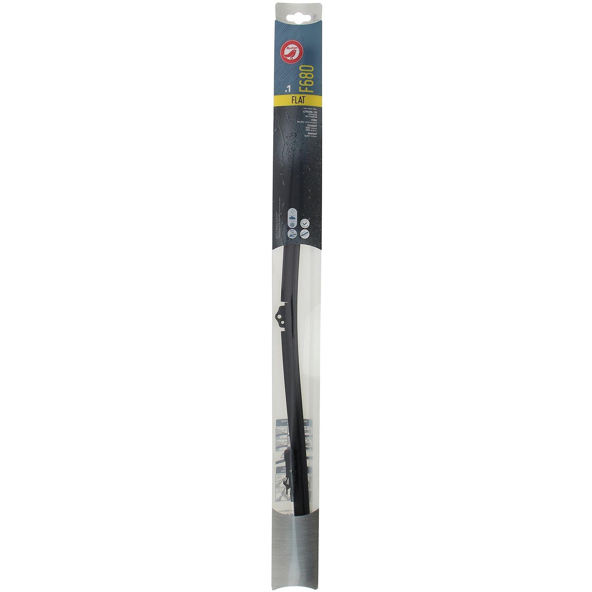 Voir la diapositive 2 : AUCHAN Balai d'essuie-glace plat F680 68cm pour CITROËN / DS FORD PEUGEOT RENAULT