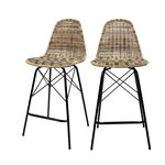 Rendez vous déco Lot de 2 chaises de bar de jardin 63 cm en résine tressée marron-Tiptur