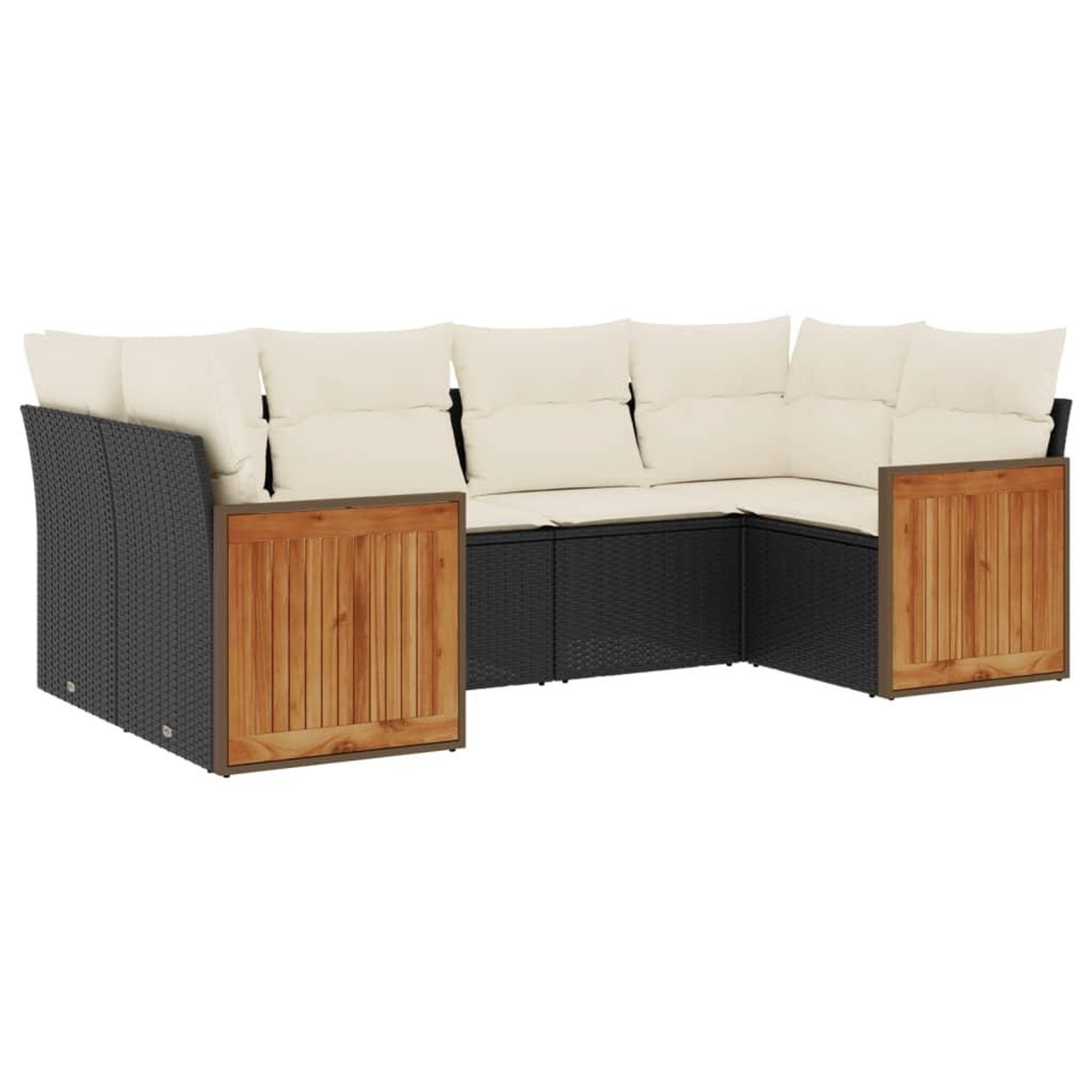 Voir la diapositive 2 : VIDAXL Salon de jardin 6 pcs avec coussins noir resine tressee