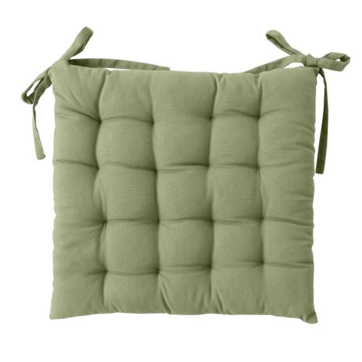 Paris Prix Galette de Chaise Piquée Uni  Panama  38x38cm Vert Olive