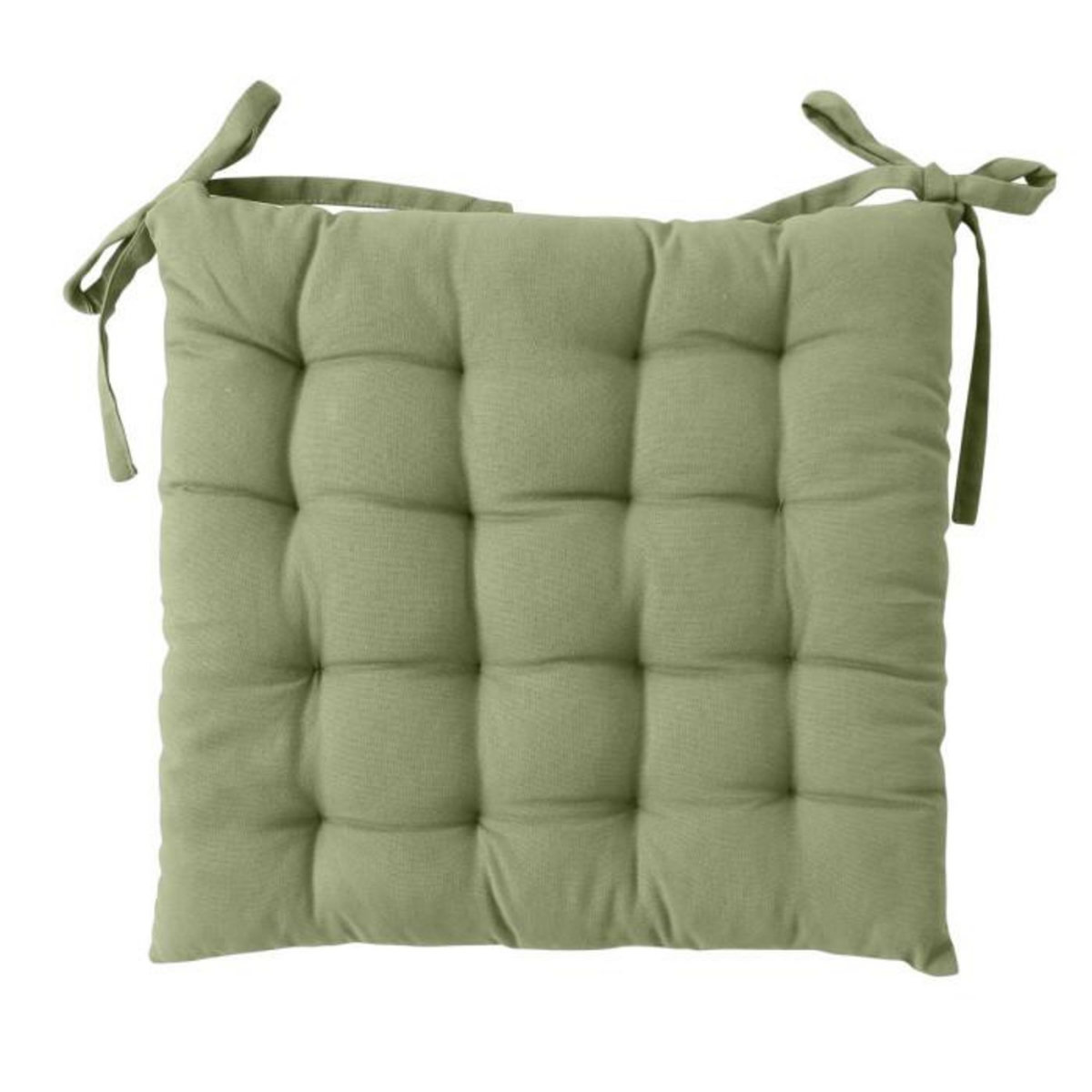 Paris Prix Galette de Chaise Piquée Uni  Panama  38x38cm Vert Olive