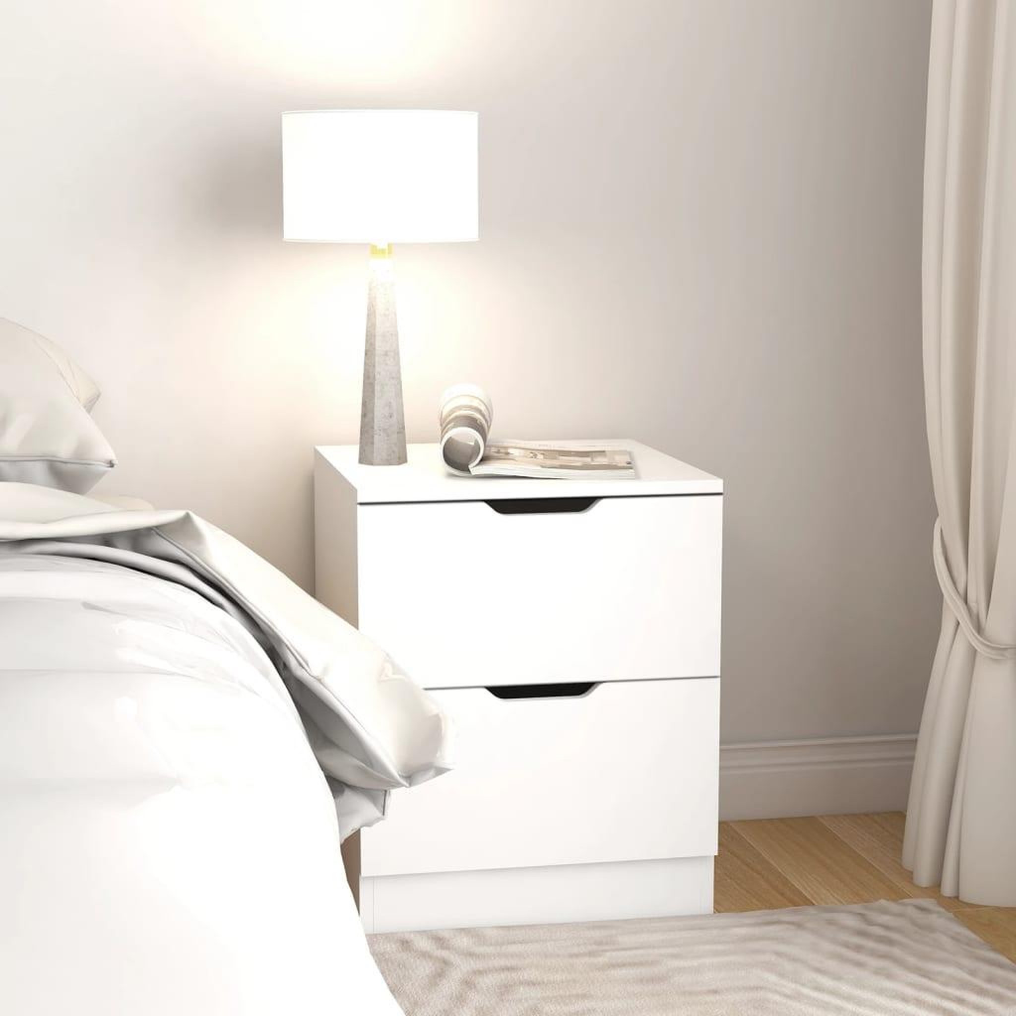 Voir la diapositive 3 : VIDAXL Tables de chevet 2 pcs blanc 40x40x50 cm bois d'ingenierie
