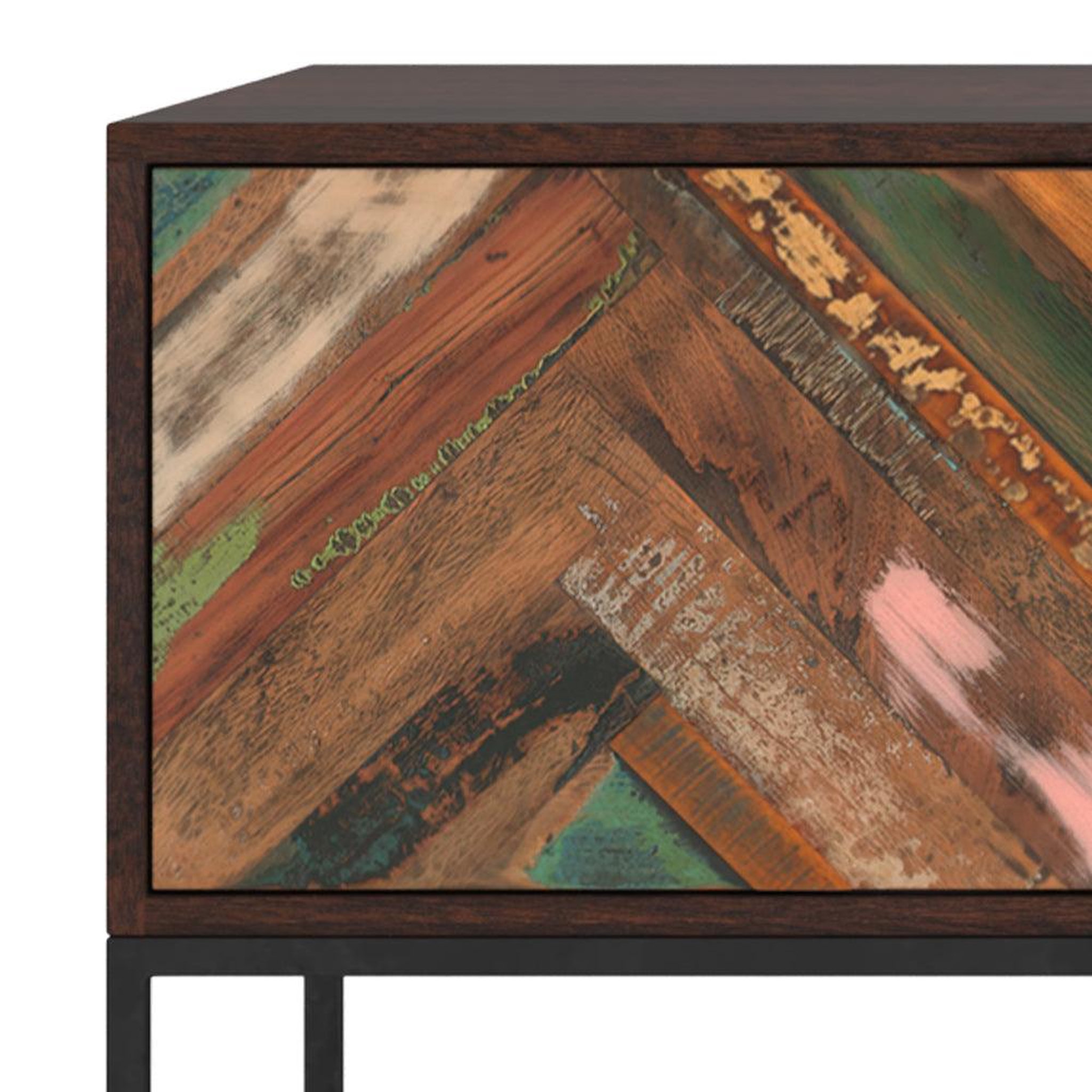 Voir la diapositive 6 : MAISON PAVANE Meuble tv en bois d'acacia et bois recyclé 145 cm-krabi