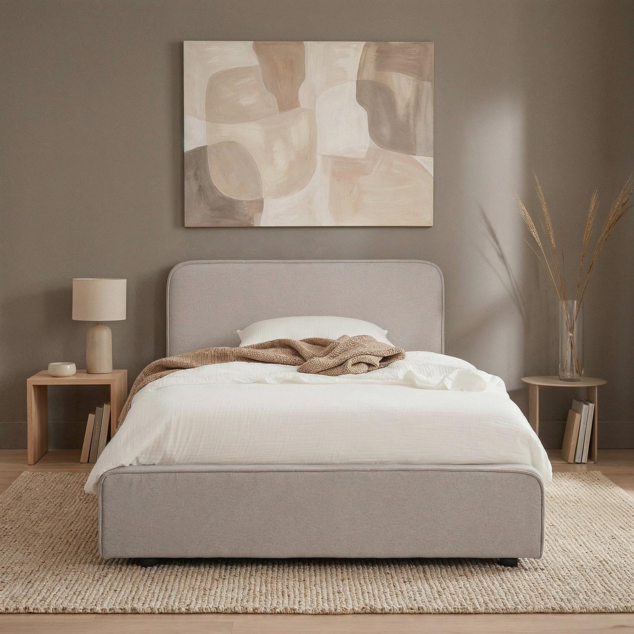Voir la diapositive 3 : IDIMEX Lit simple belarti 90 x 190 cm rembourré, revêtement en tissu