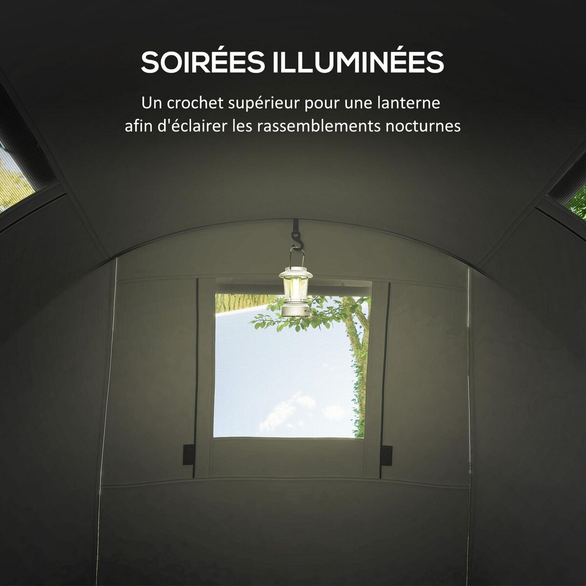 OUTSUNNY Tente de camping 3-4 pers. étanchéité 3000 mm chambre salon sac gris