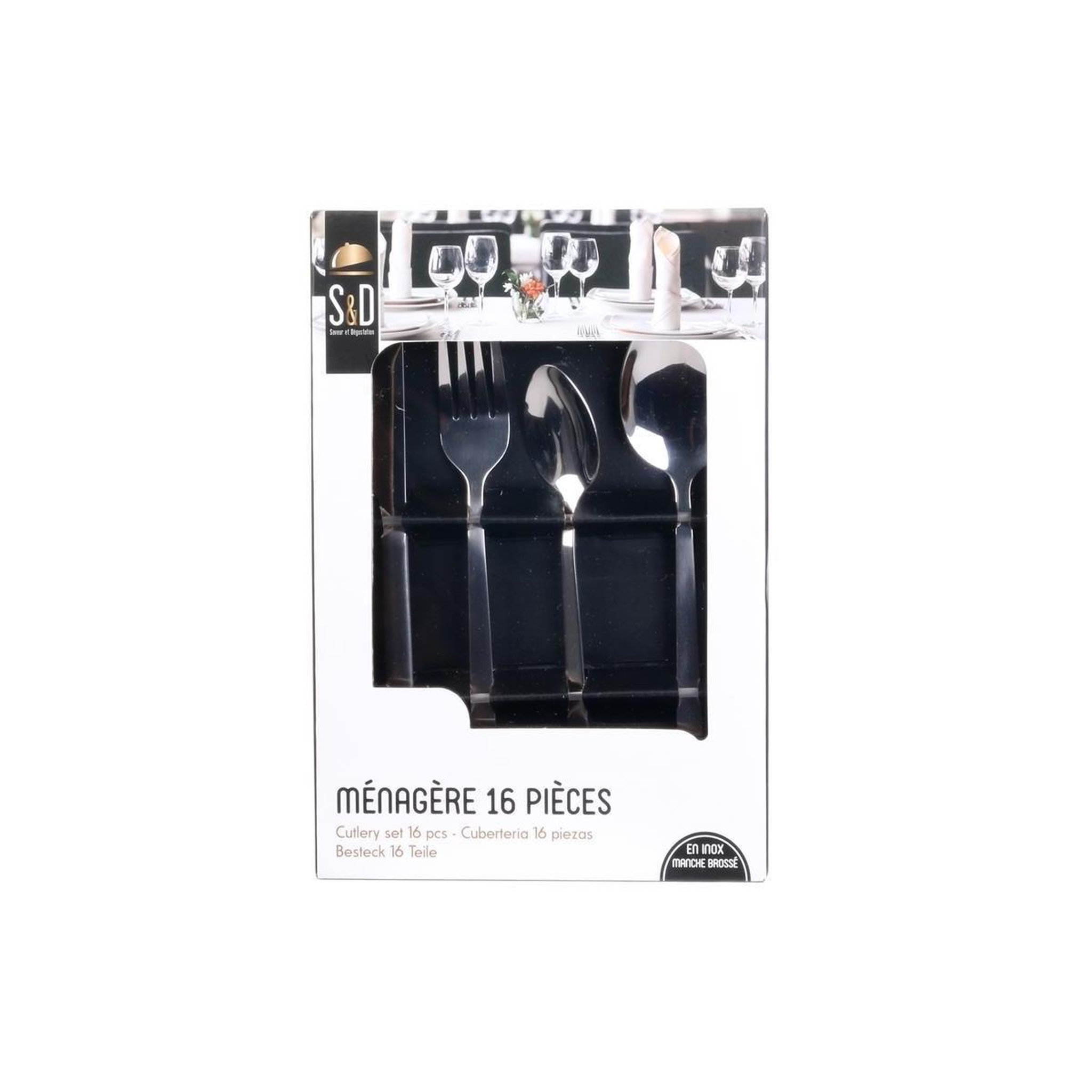 Voir la diapositive 6 : Saveur et dégustation Ménagère inox effet mat shiny Table Chic - 16 Pièces - Argent