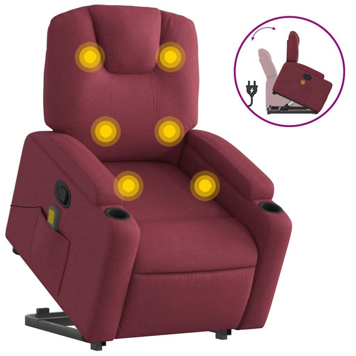 VIDAXL Fauteuil inclinable de massage Rouge bordeaux Tissu