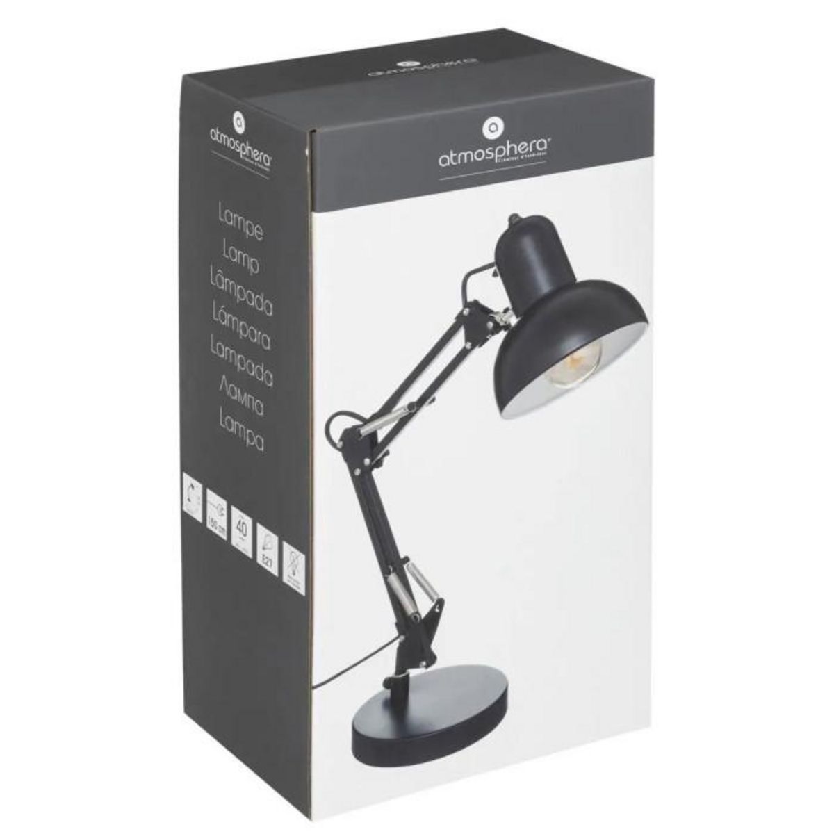 ATMOSPHERA Lampe à Poser Design  Bren  55cm Noir
