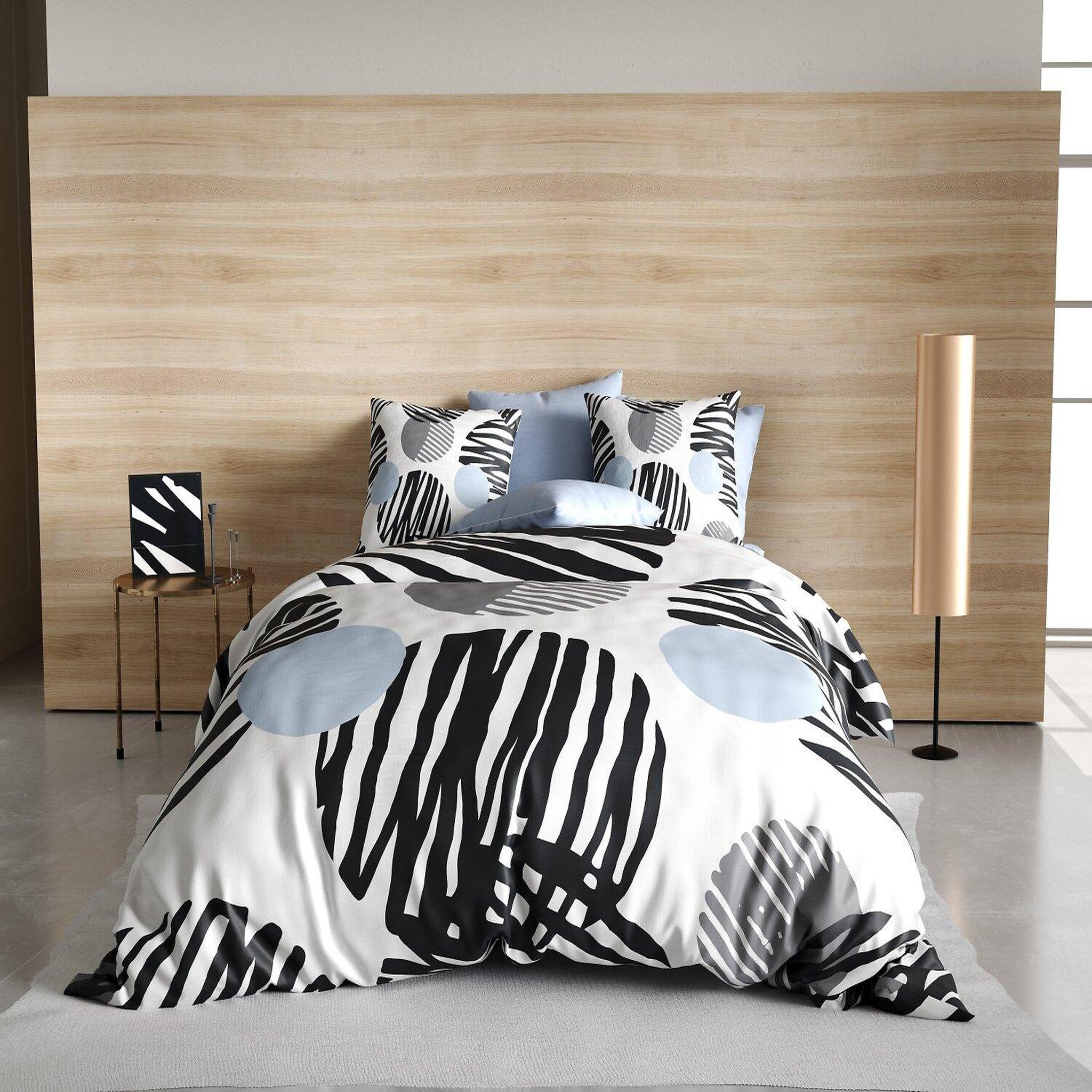 Les Ateliers du Linge Parure housse de couette 100%polyester 60gsm, cerclus. Coloris disponibles : Noir
