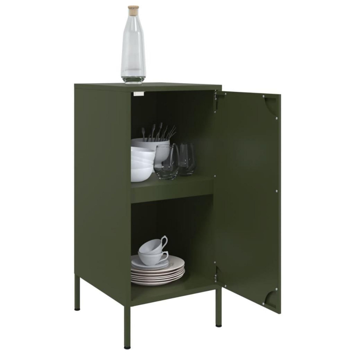 VIDAXL Buffets 2 pcs vert olive 36x39x79 cm acier