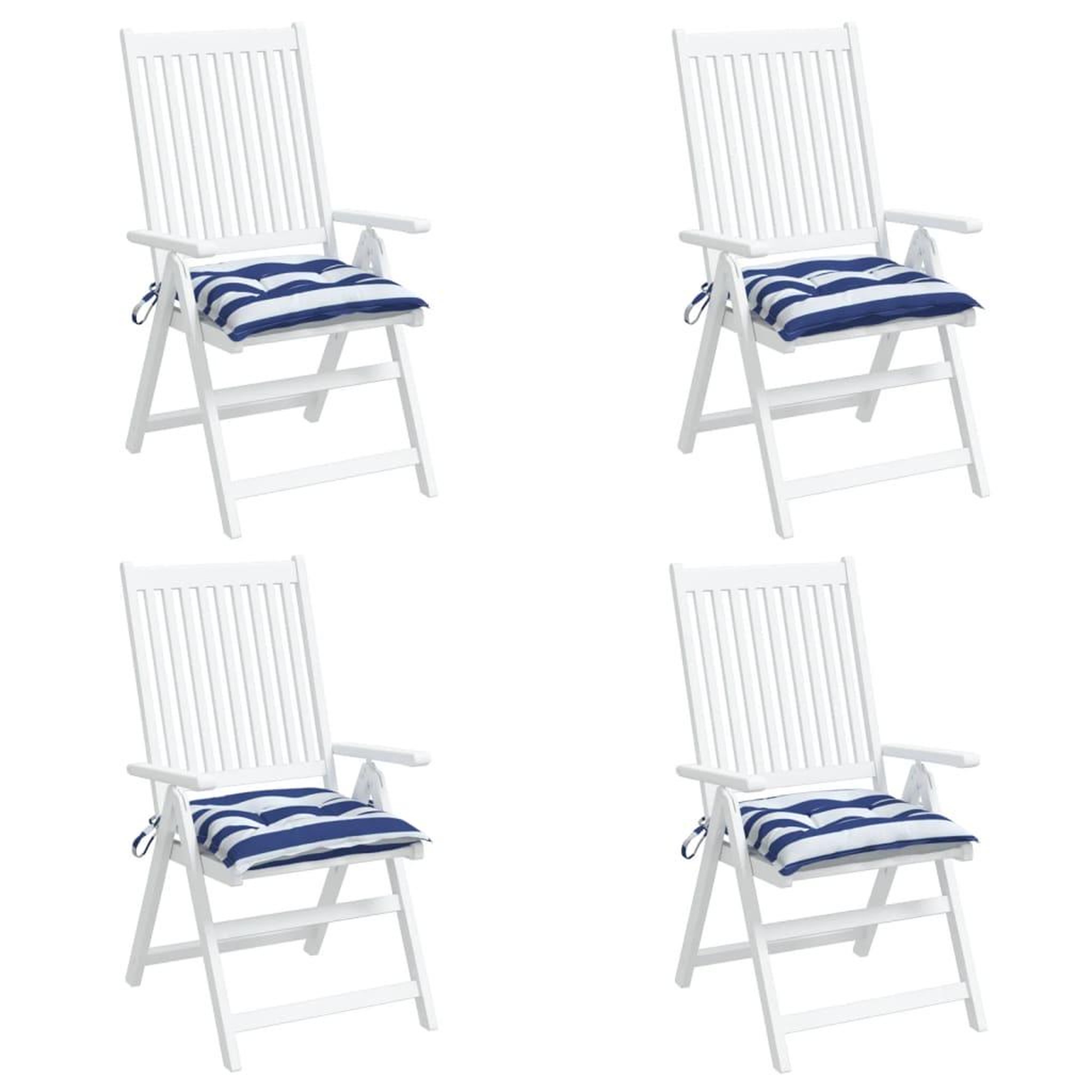 Voir la diapositive 4 : VIDAXL Coussins de chaise lot de 4 rayures bleues blanches 40x40x7 cm