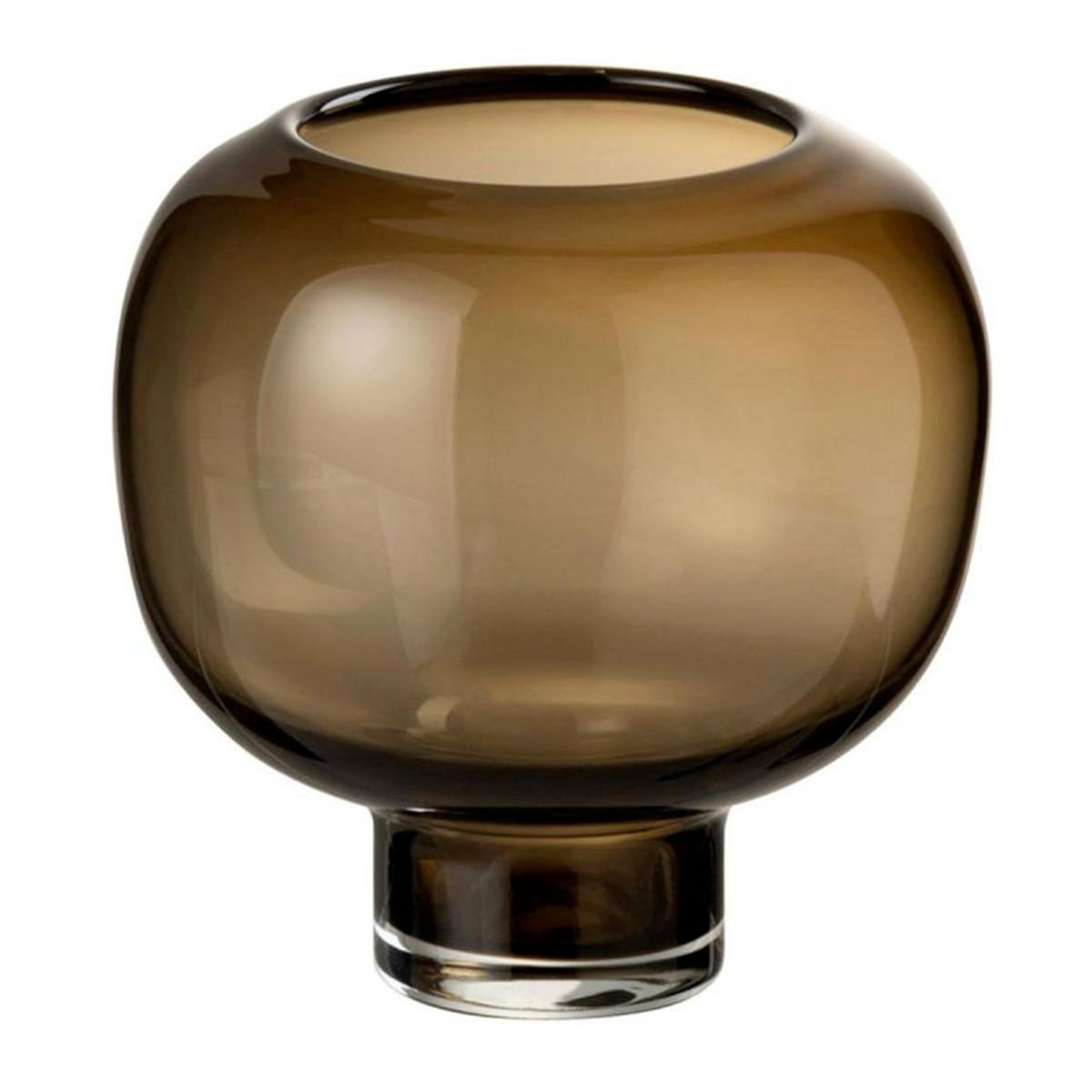 Paris Prix Vase Rond en Verre  Pied  14cm Marron Foncé