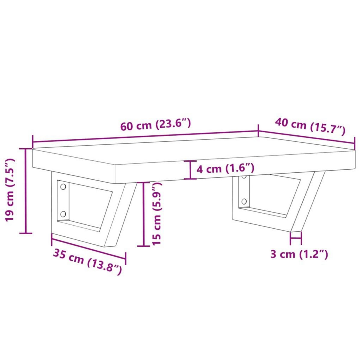 VIDAXL Etagere de vasque murale acier et bois massif de hetre