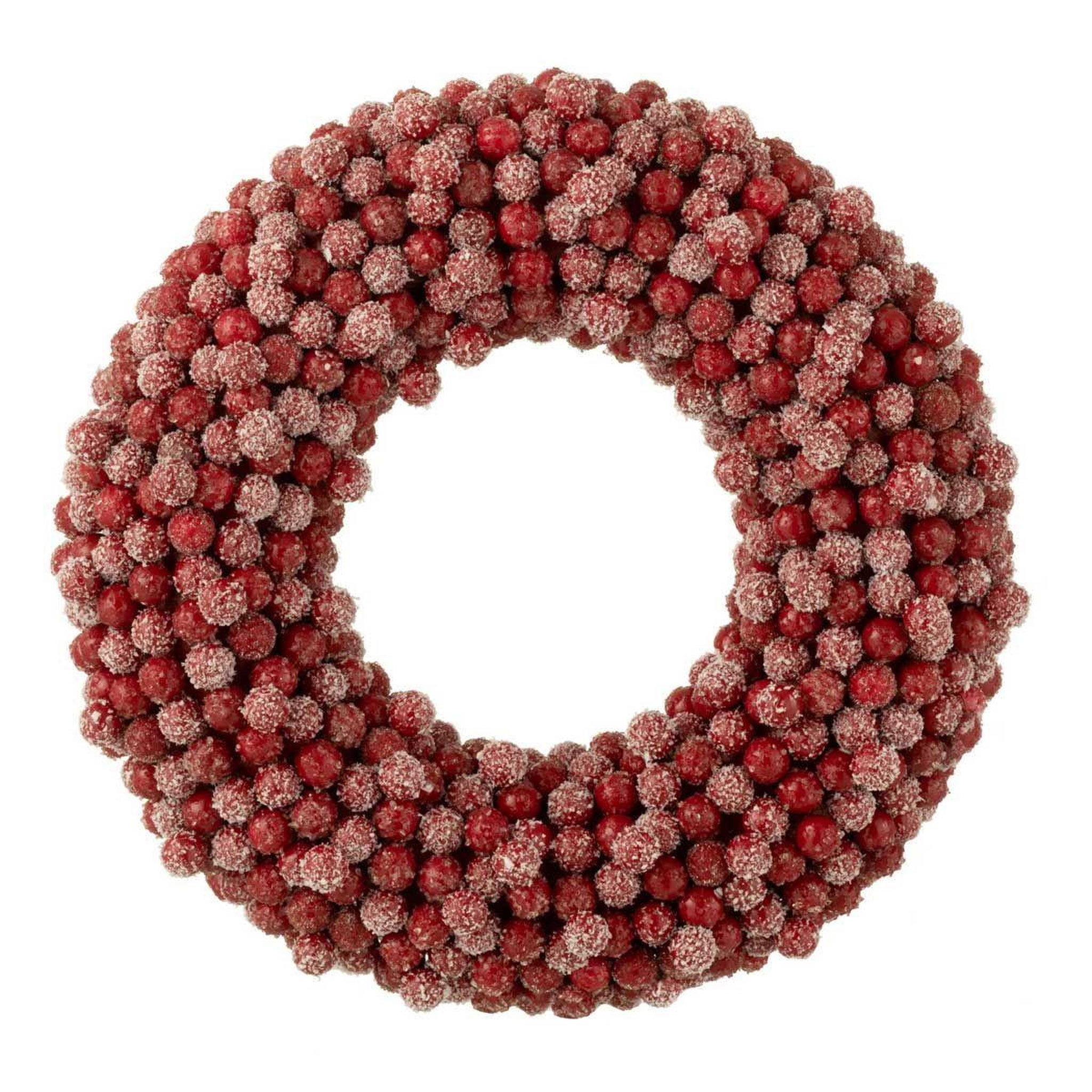 J-LINE Couronne de noël ronde  baies  35cm rouge