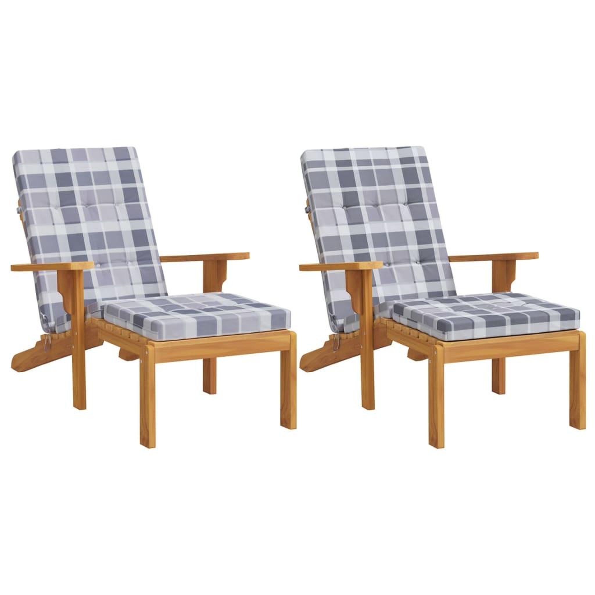 Voir la diapositive 3 : VIDAXL Coussins de chaise longue lot de 2 gris motif a carreaux