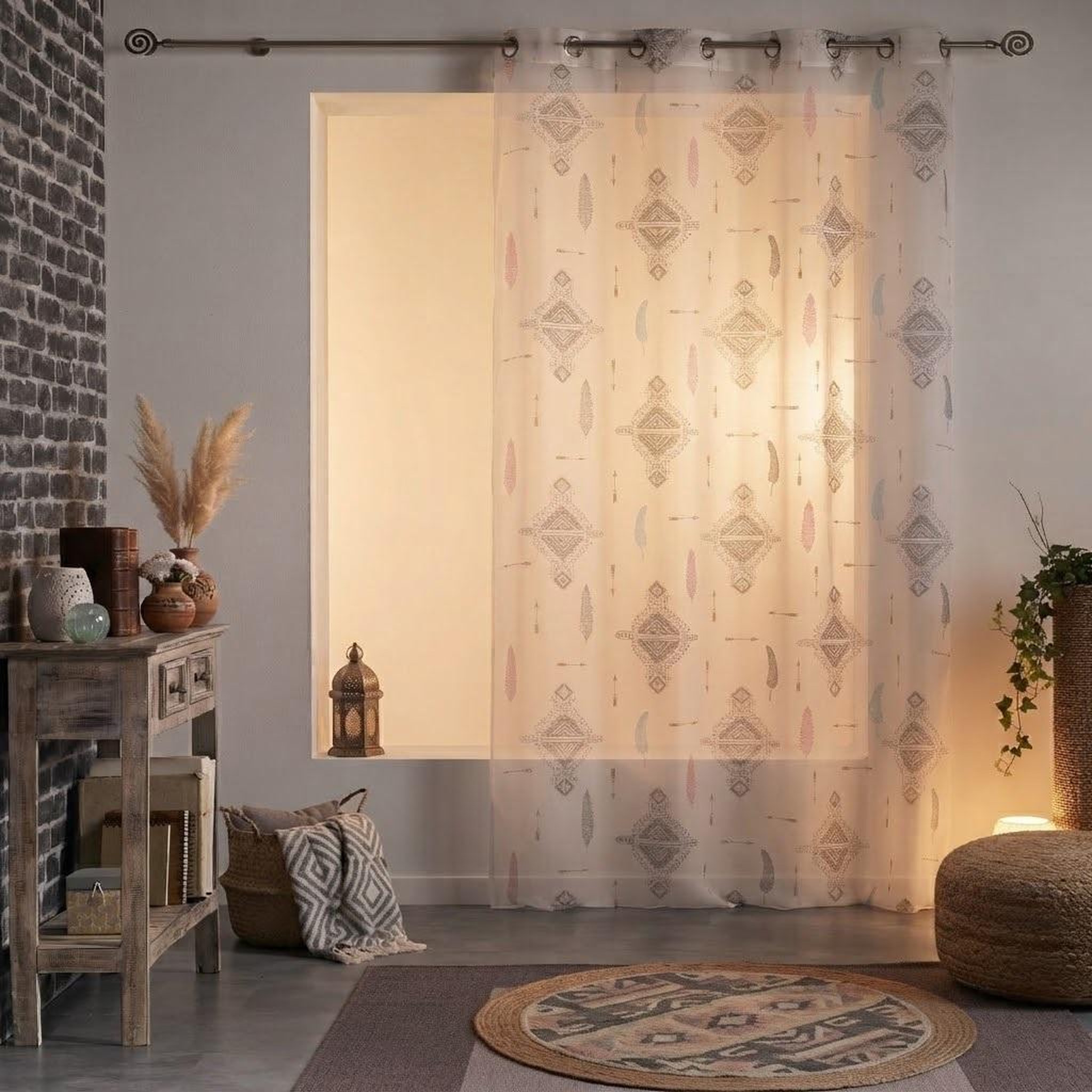Voir la diapositive 2 : Eden Voilage a oeillets été indien design et moderne