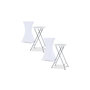 Voir la diapositive 1 : ID MARKET Lot de 2 tables hautes pliantes 105 CM et 2 housses blanches